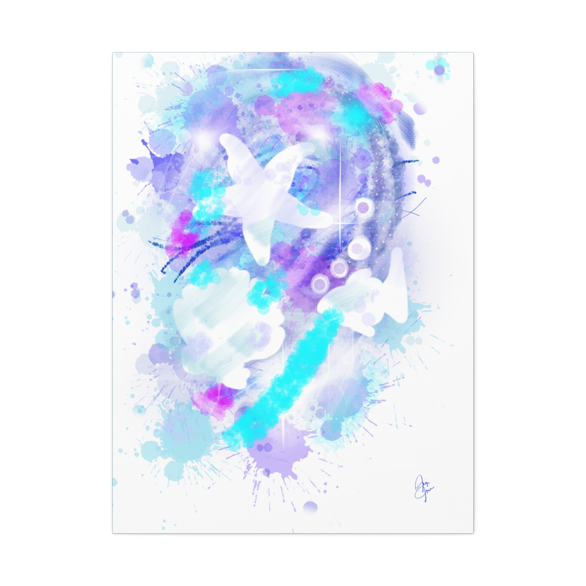Watercolor Ocean Canvas Art — Purple & Teal Abstract Stretched Canvas