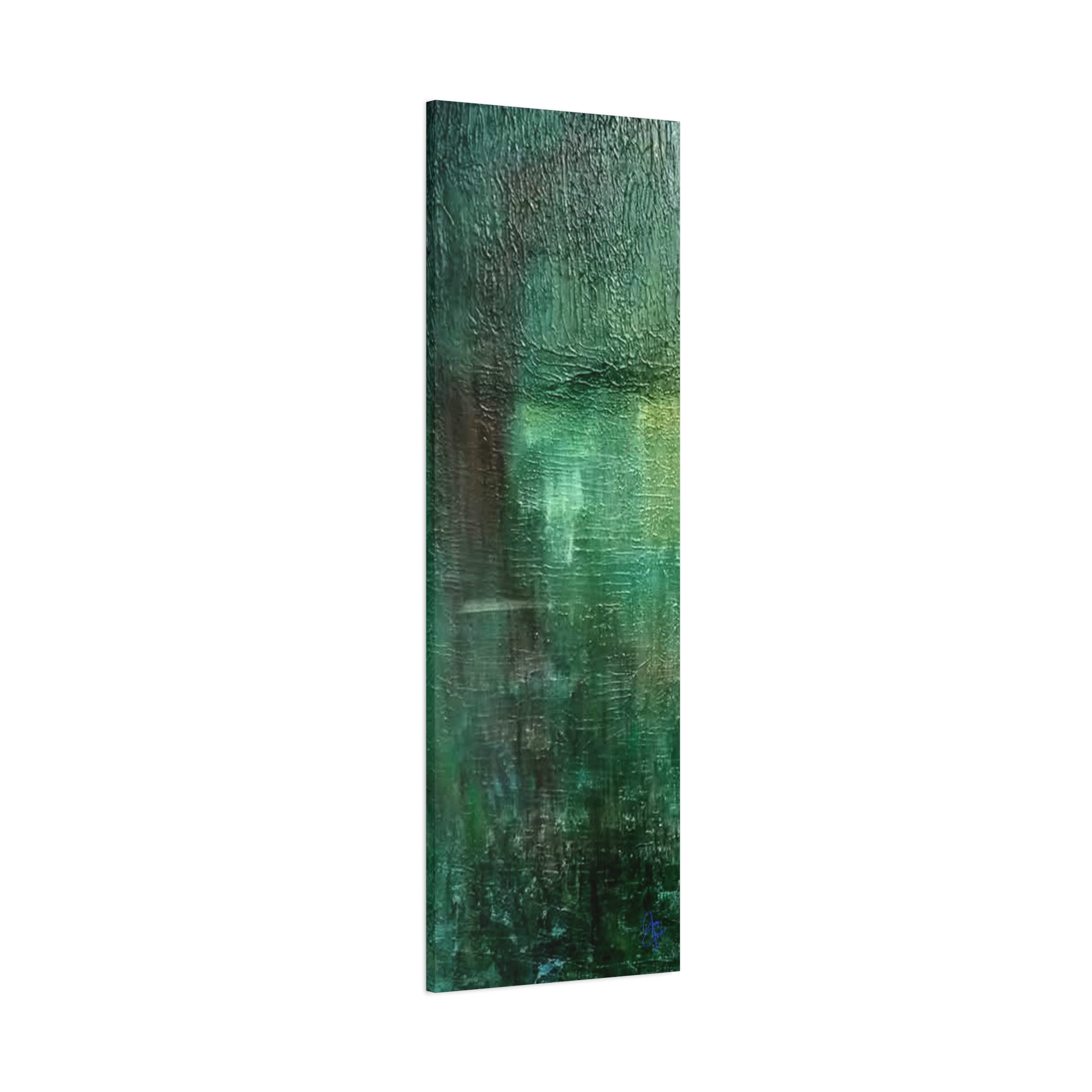 Emerald Abstract Matte Canvas Wall Art — Green Textured Stretched Canvas