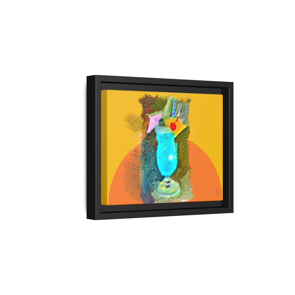 Tropical Blue Cocktail Canvas Print — Framed Matte Bar Art