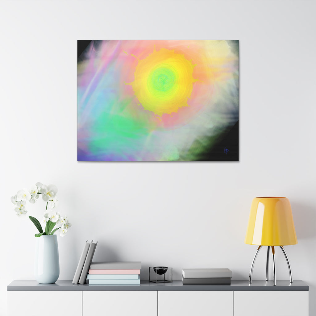 Neon Feather Canvas Stretched Wall Art