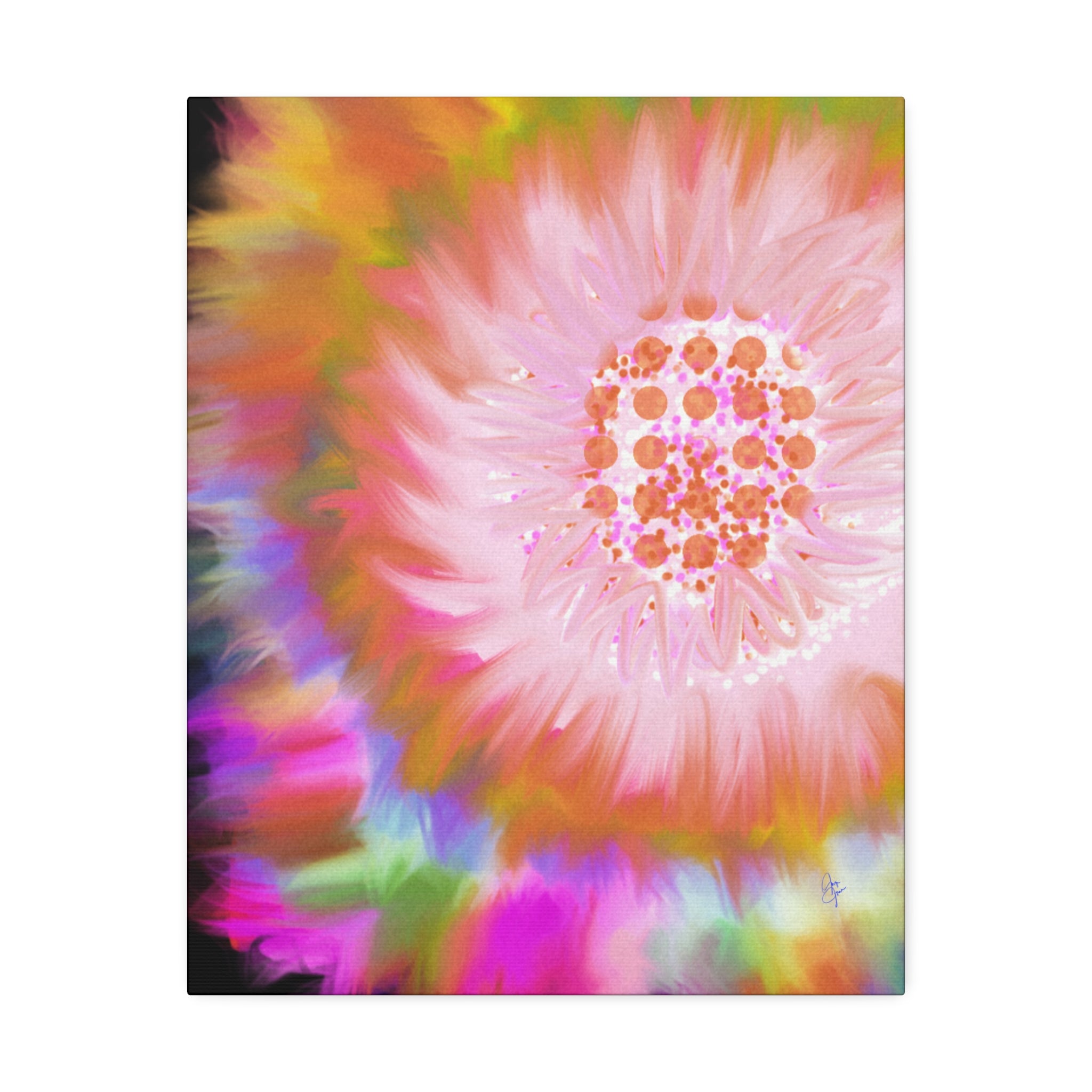 Abstract Floral Burst Canvas Stretched 1.5" — Colorful Sunflower Wall Art