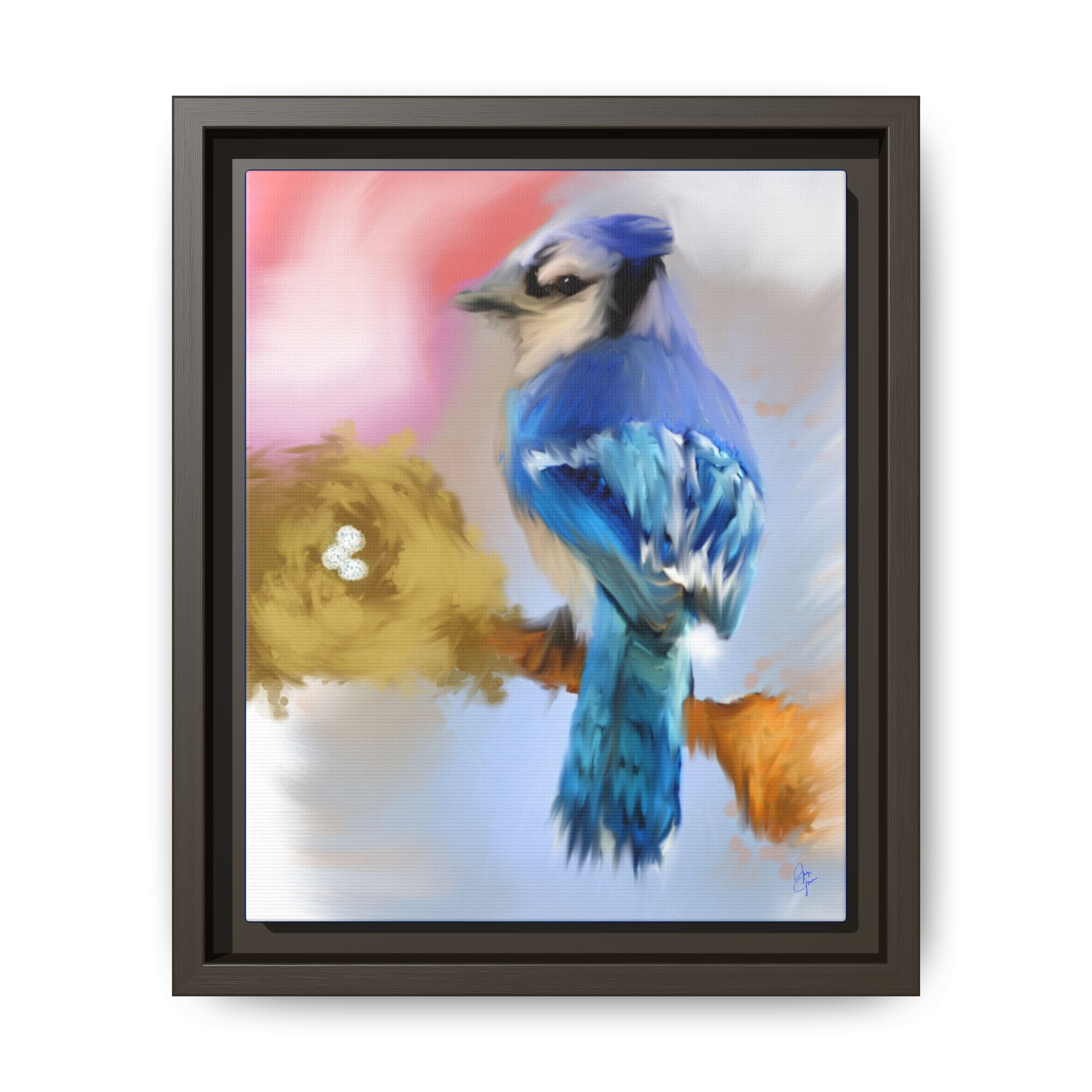 Blue Jay Art Print — Framed Matte Canvas Wall Art