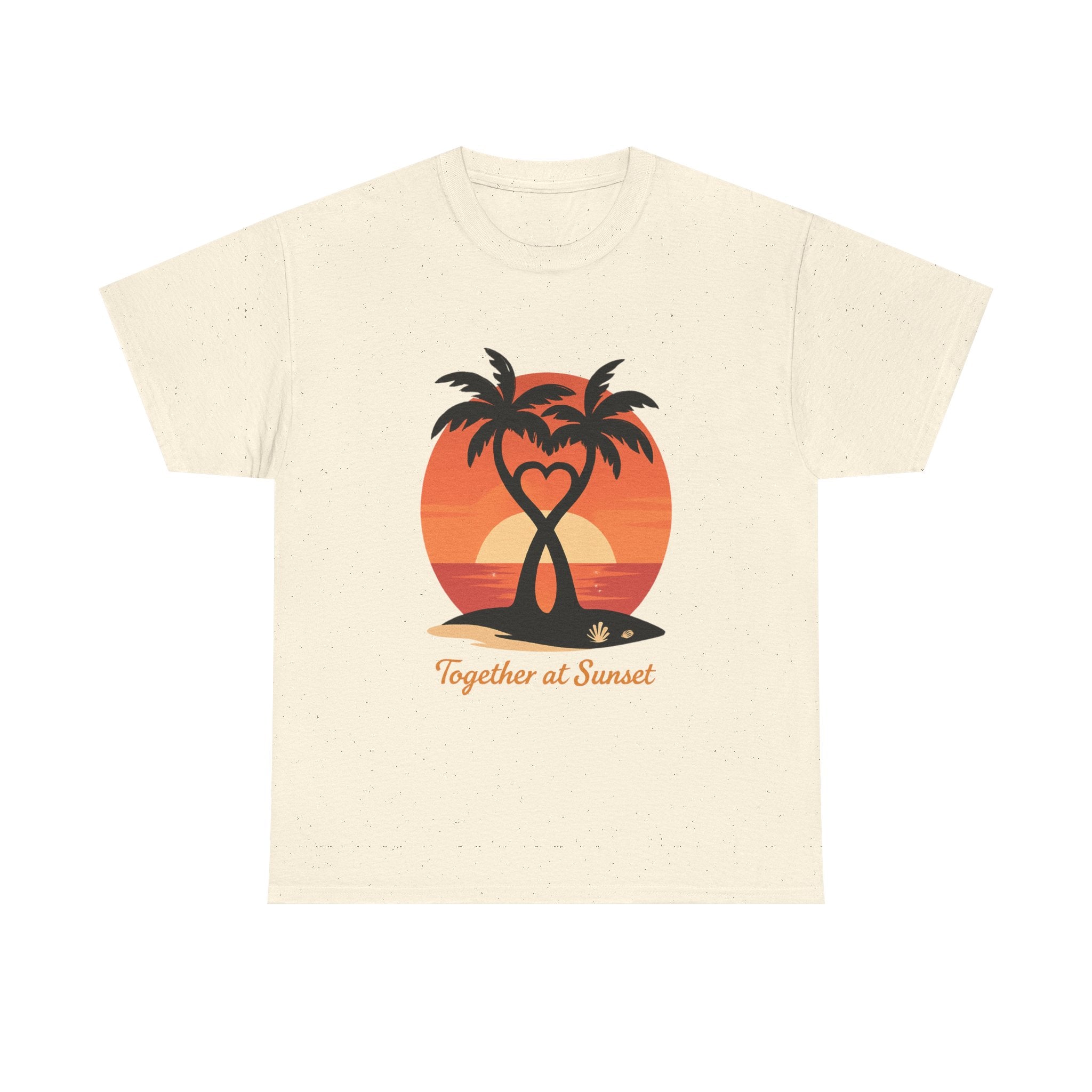 Sunset Palm Love T‑Shirt — “Together at Sunset” Beach Tee
