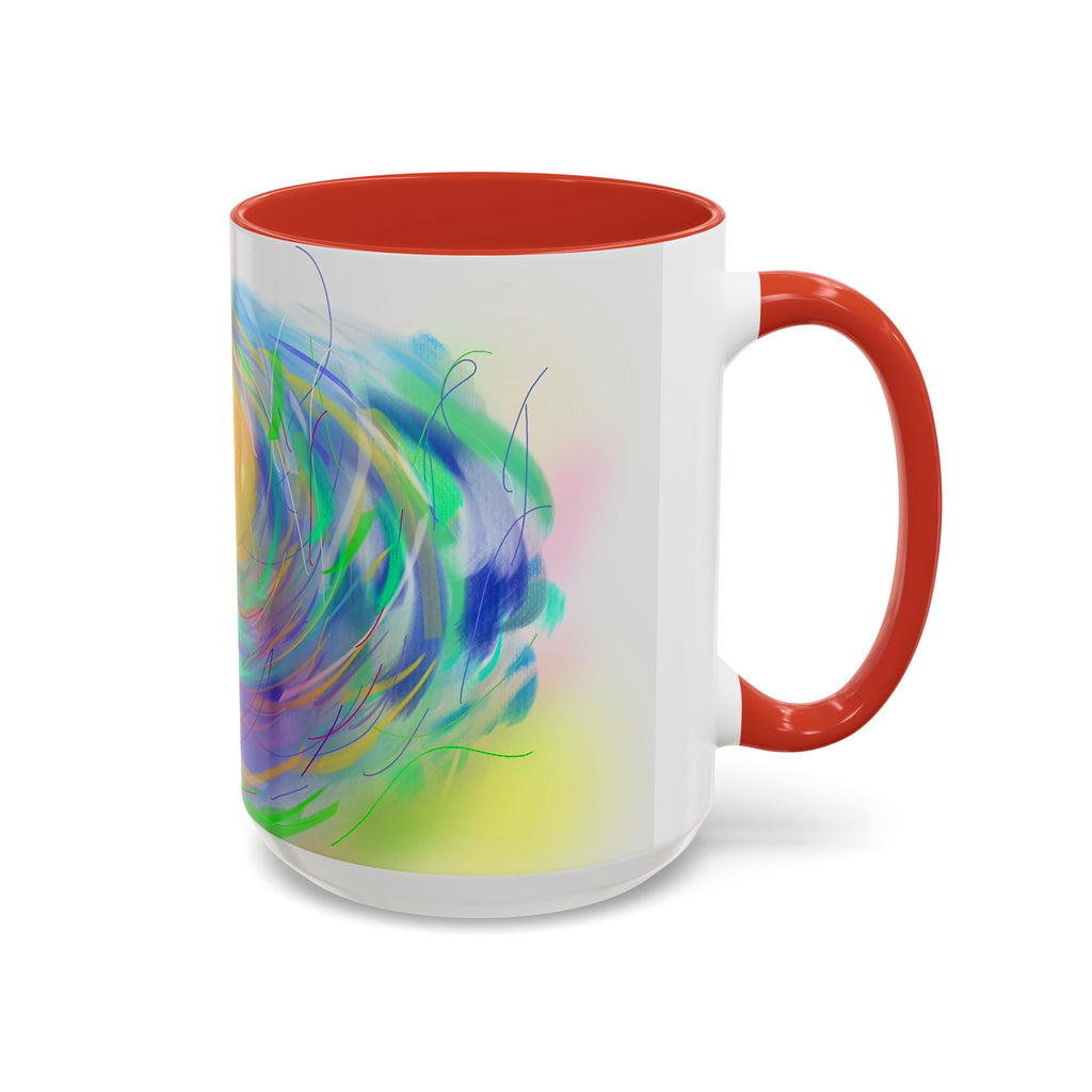 Abstract Sunrise Accent Coffee Mug — Colorful Swirl Art Coffee Cup (11/15oz)