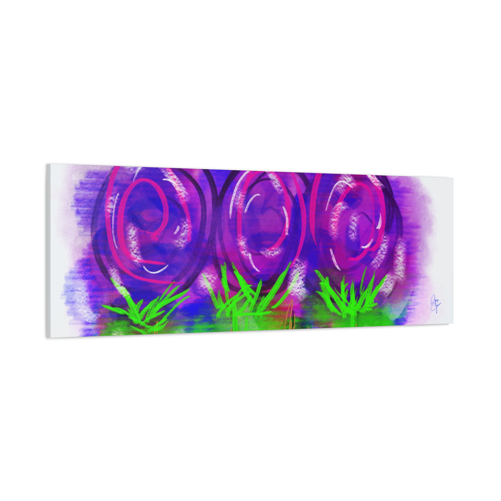 Abstract Purple Flowers Matte Canvas Wall Art — Vibrant Floral Painting on Stretched Canvas