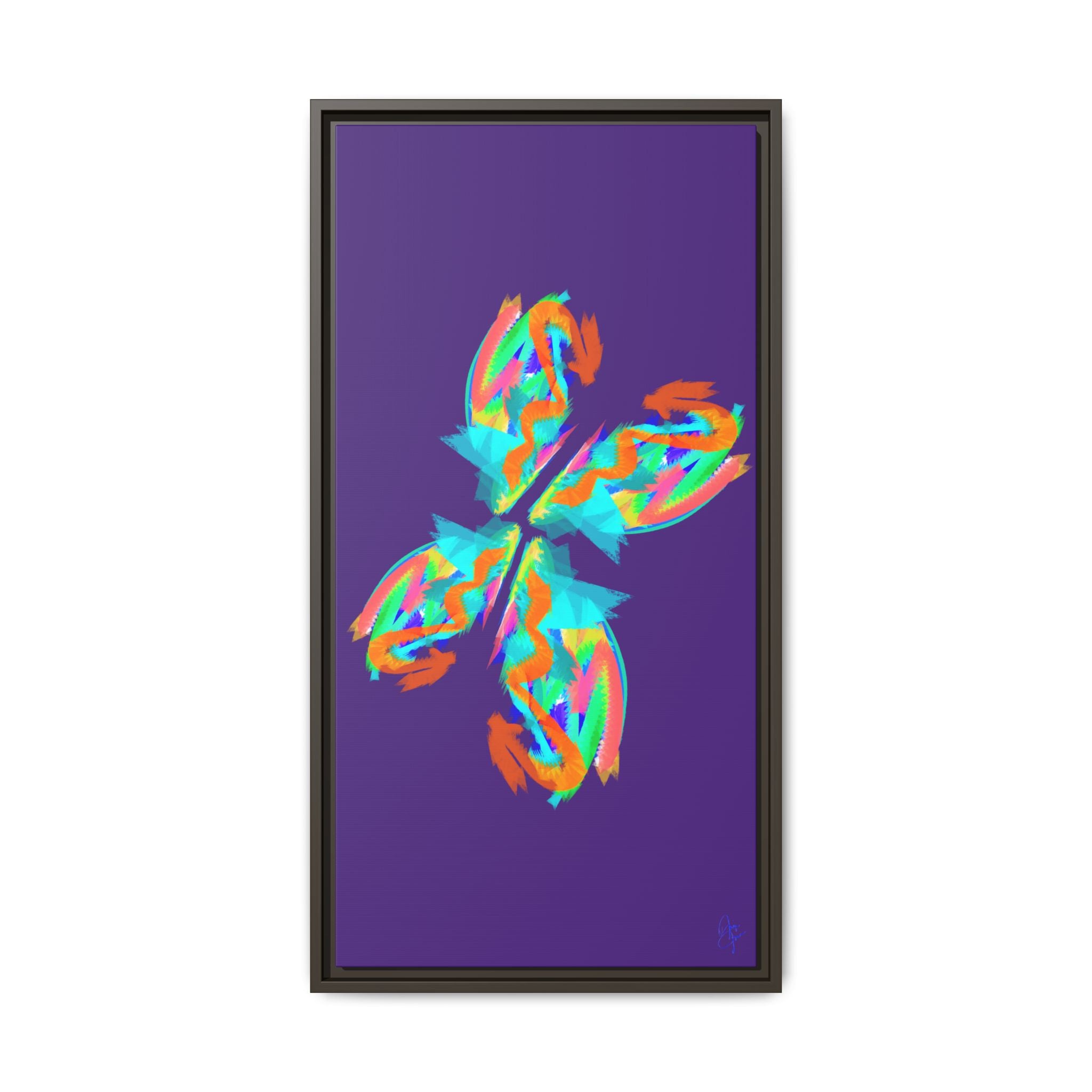 Framed Matte Canvas — Neon Abstract Butterfly Wall Art