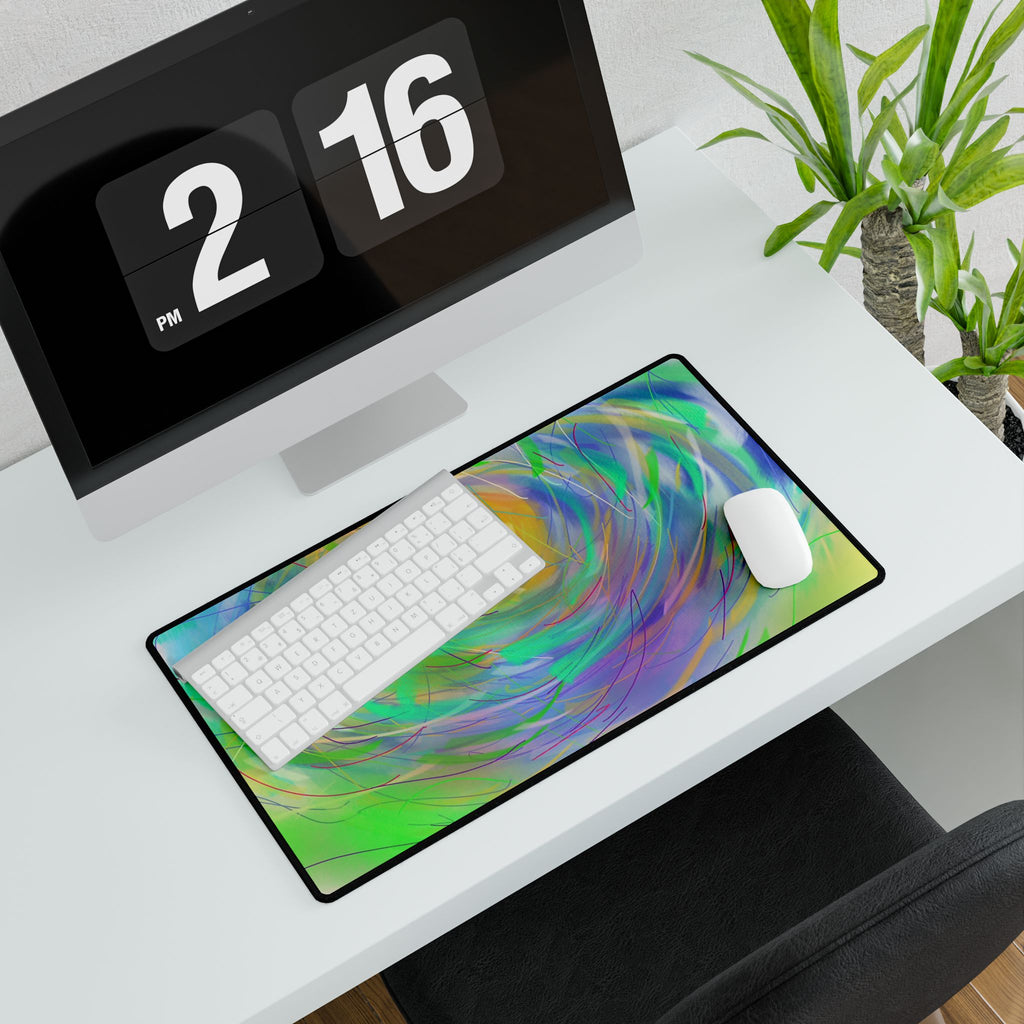 Abstract Sunrise Desk Mat — Colorful Swirl Mouse Pad for Home Office & Gaming