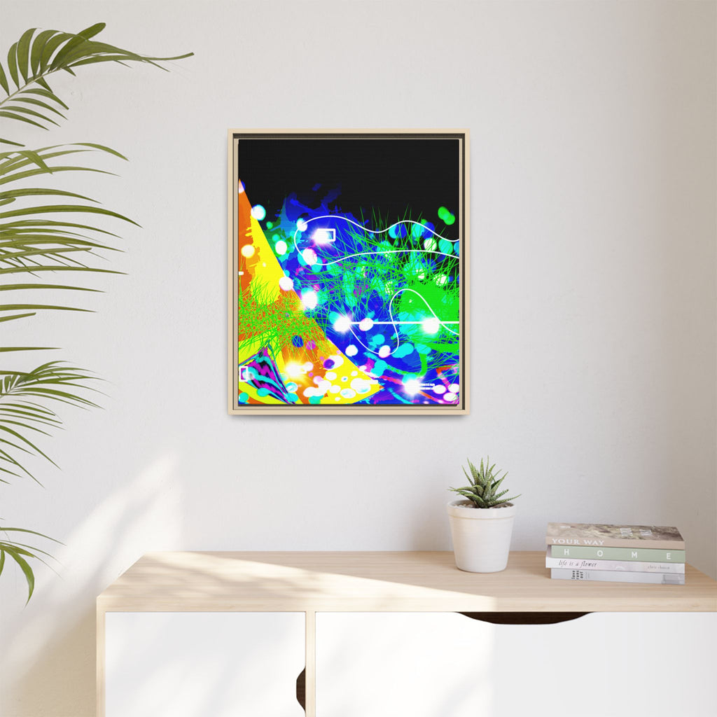 Abstract Neon Wave Matte Canvas Framed Art
