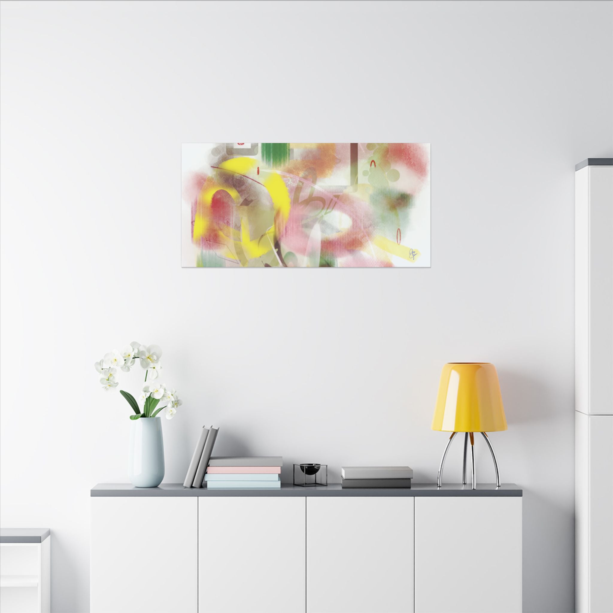 Abstract Color Burst Matte Canvas Wall Art — Green-Edged Stretched Print