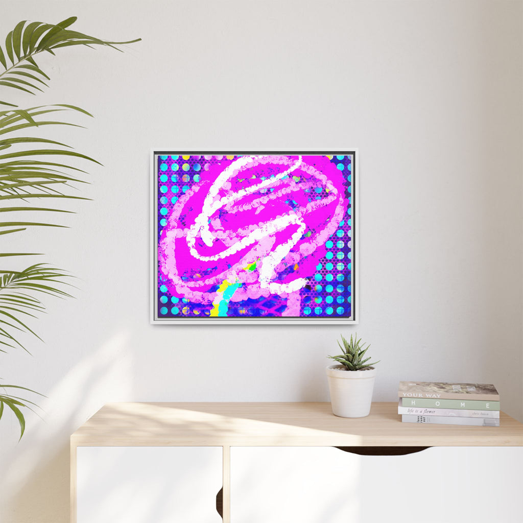 Abstract Neon Pop Art Matte Canvas — Framed Multi‑Color Wall Art