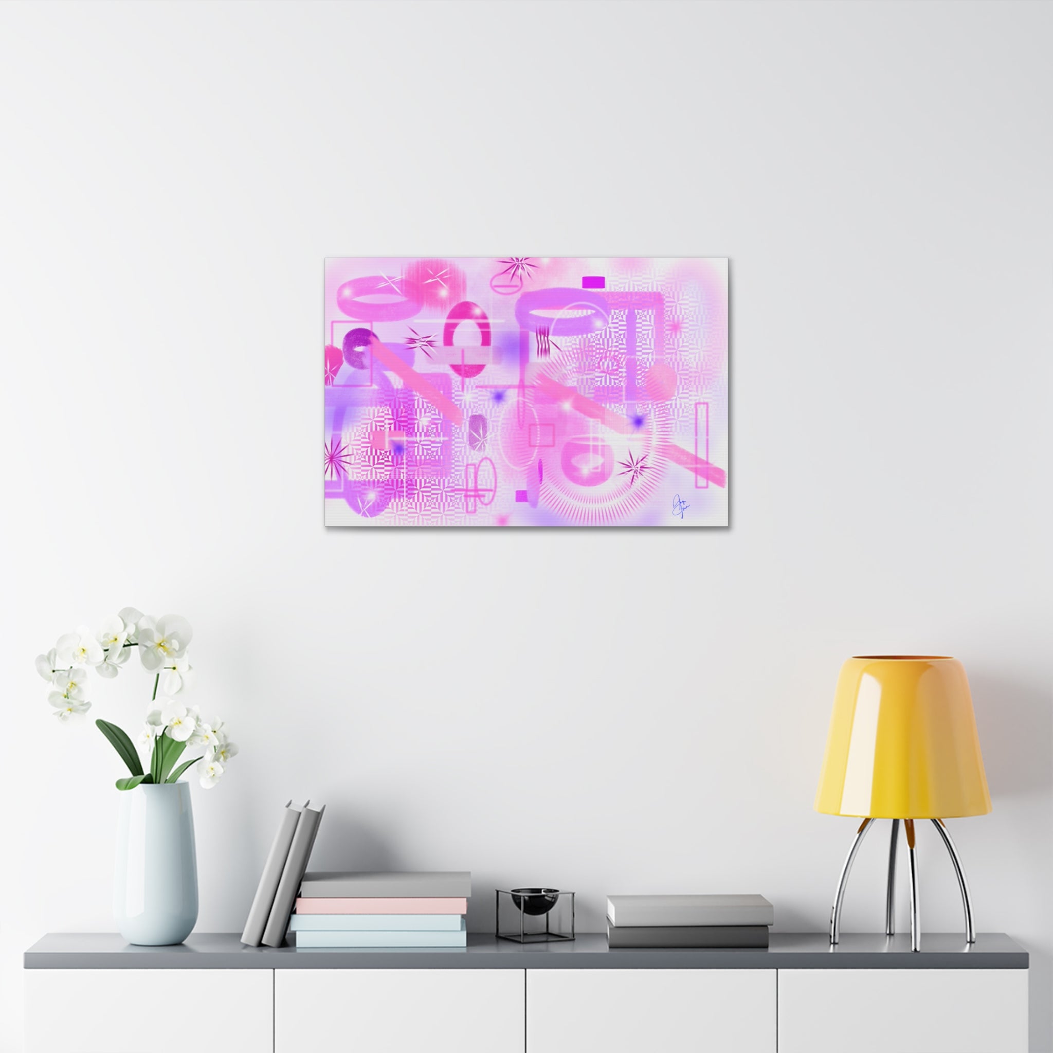 Abstract Pink Dream Canvas Wall Art — Modern Pastel Geometric Print