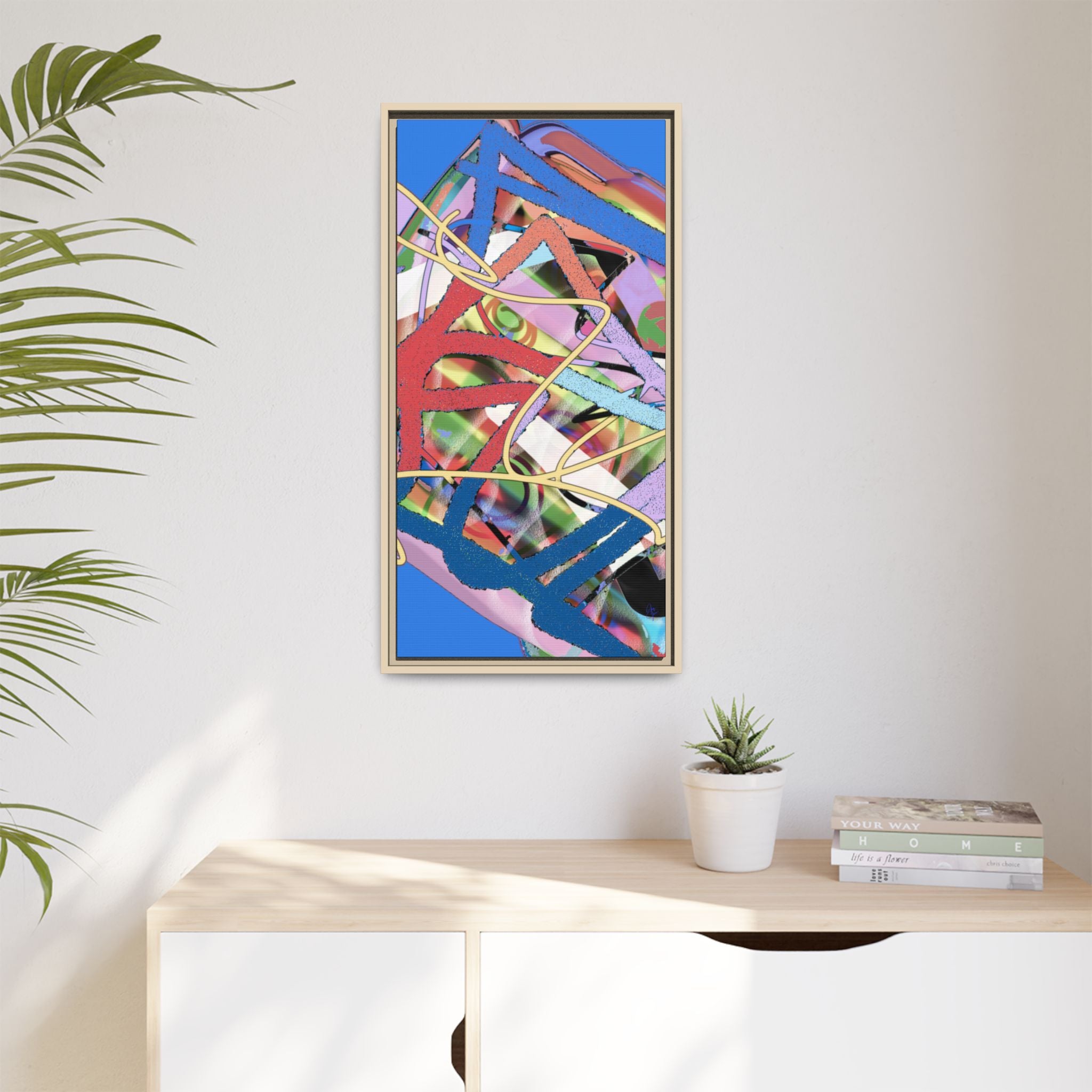 Abstract Multi‑Color Framed Canvas Art – Vibrant Modern Wall Decor