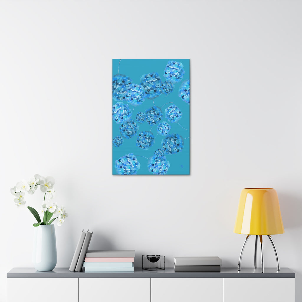 Blue Hydrangea Canvas Wall Art — Abstract Floral Stretched Canvas (1.5" Depth)