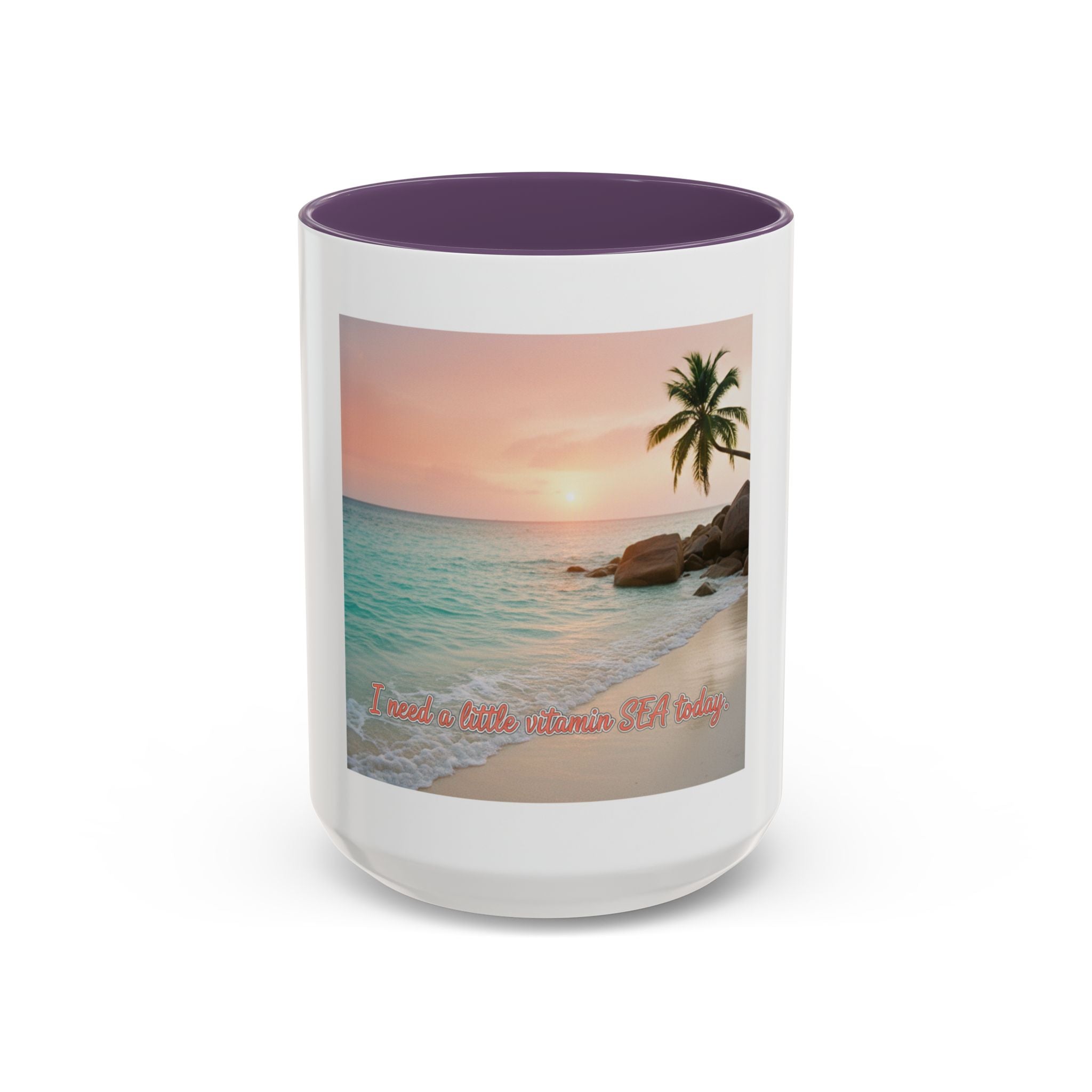 Tropical Beach Coffee Mug — Sunset Palm Ocean Accent Mug (11/15 oz)