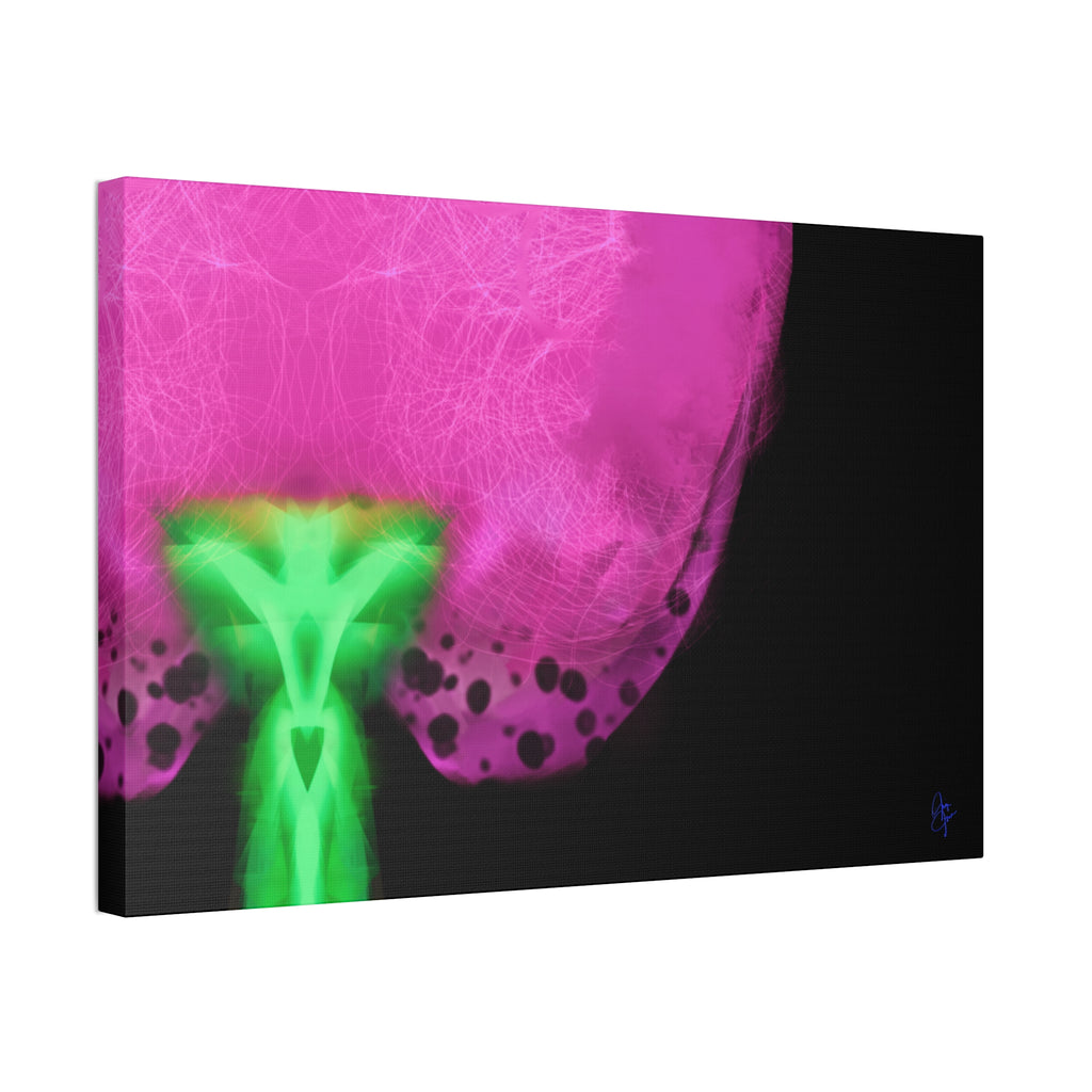 Neon Bloom Abstract Canvas Print — Pink & Green Modern Wall Art