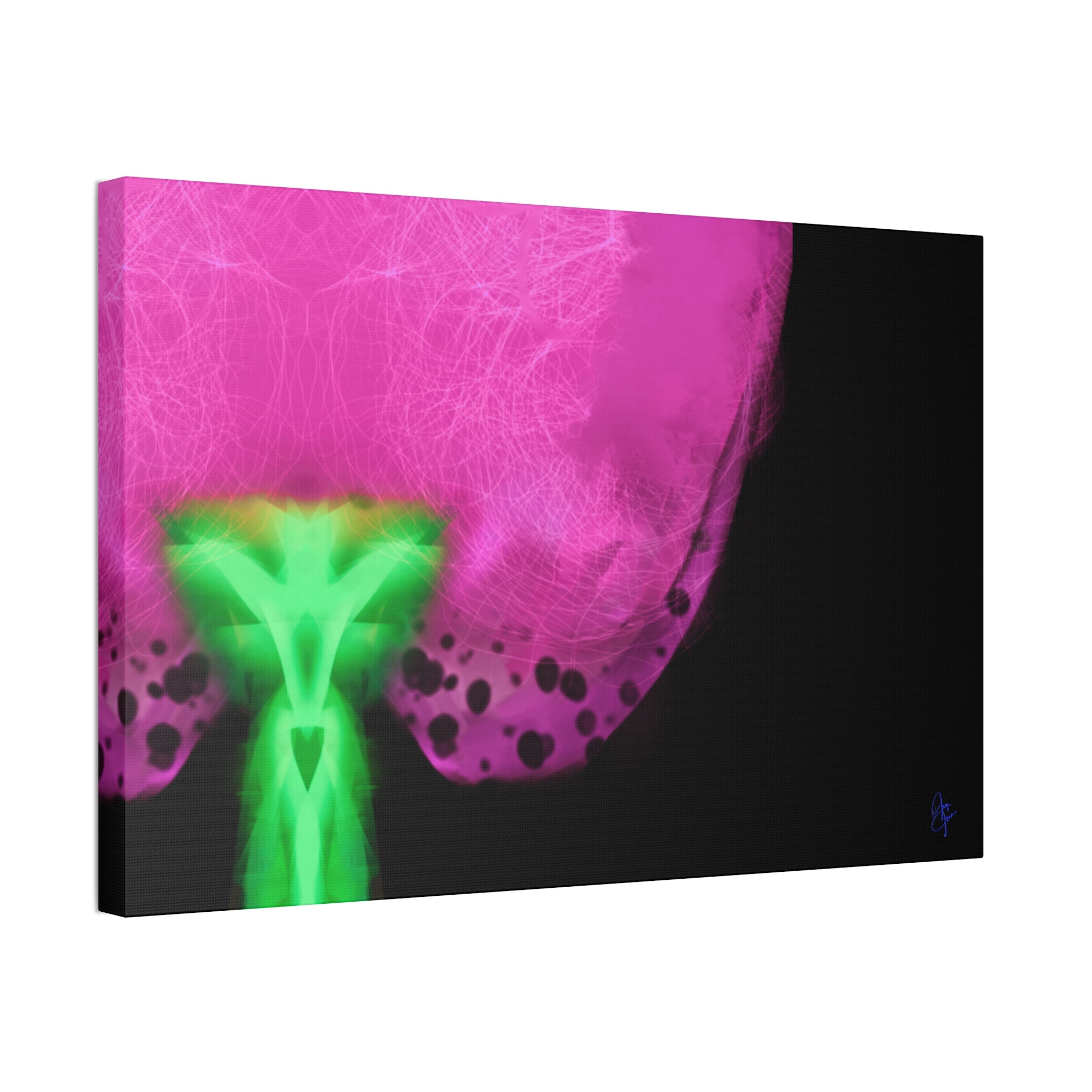 Neon Bloom Abstract Canvas Print — Pink & Green Modern Wall Art