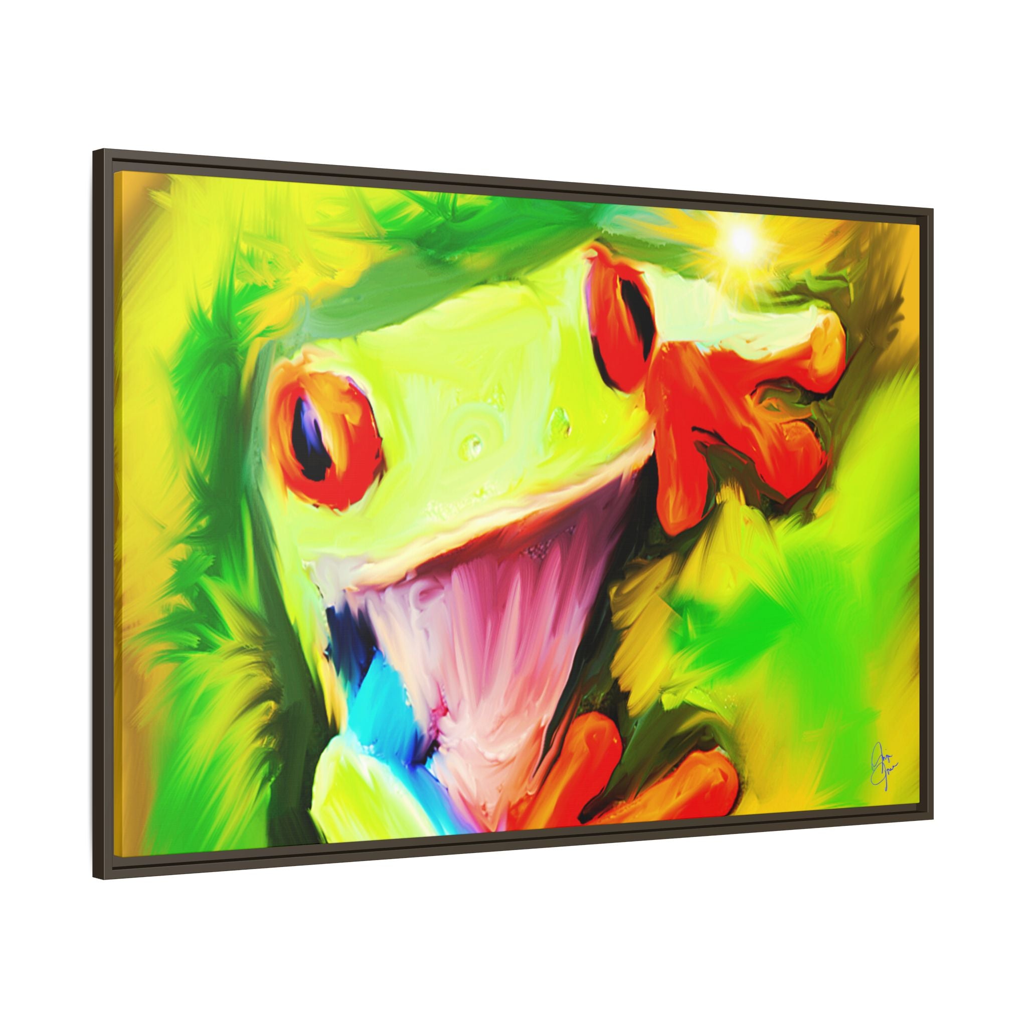 Colorful Tree Frog Matte Canvas Print — Framed Tropical Wall Art