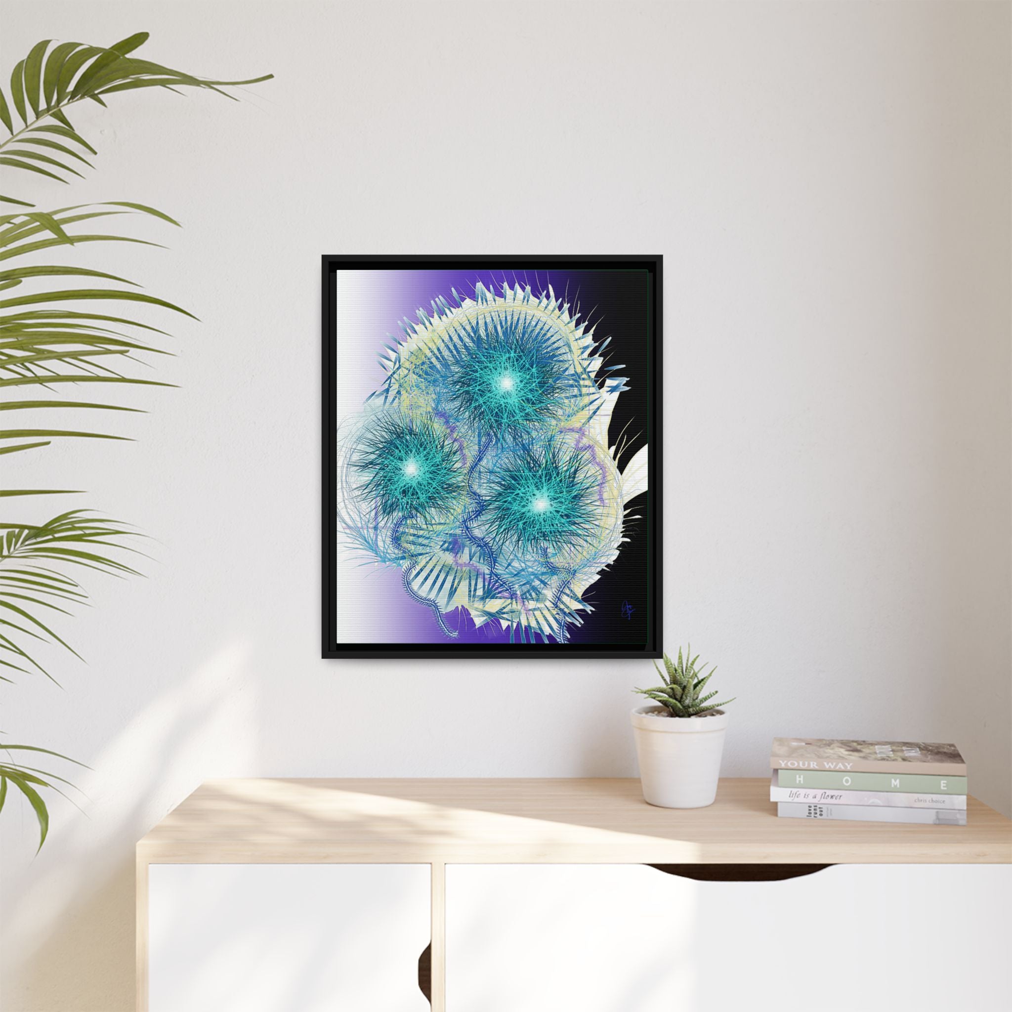 Dandelion Abstract Print Matte Canvas Framed Wall Art