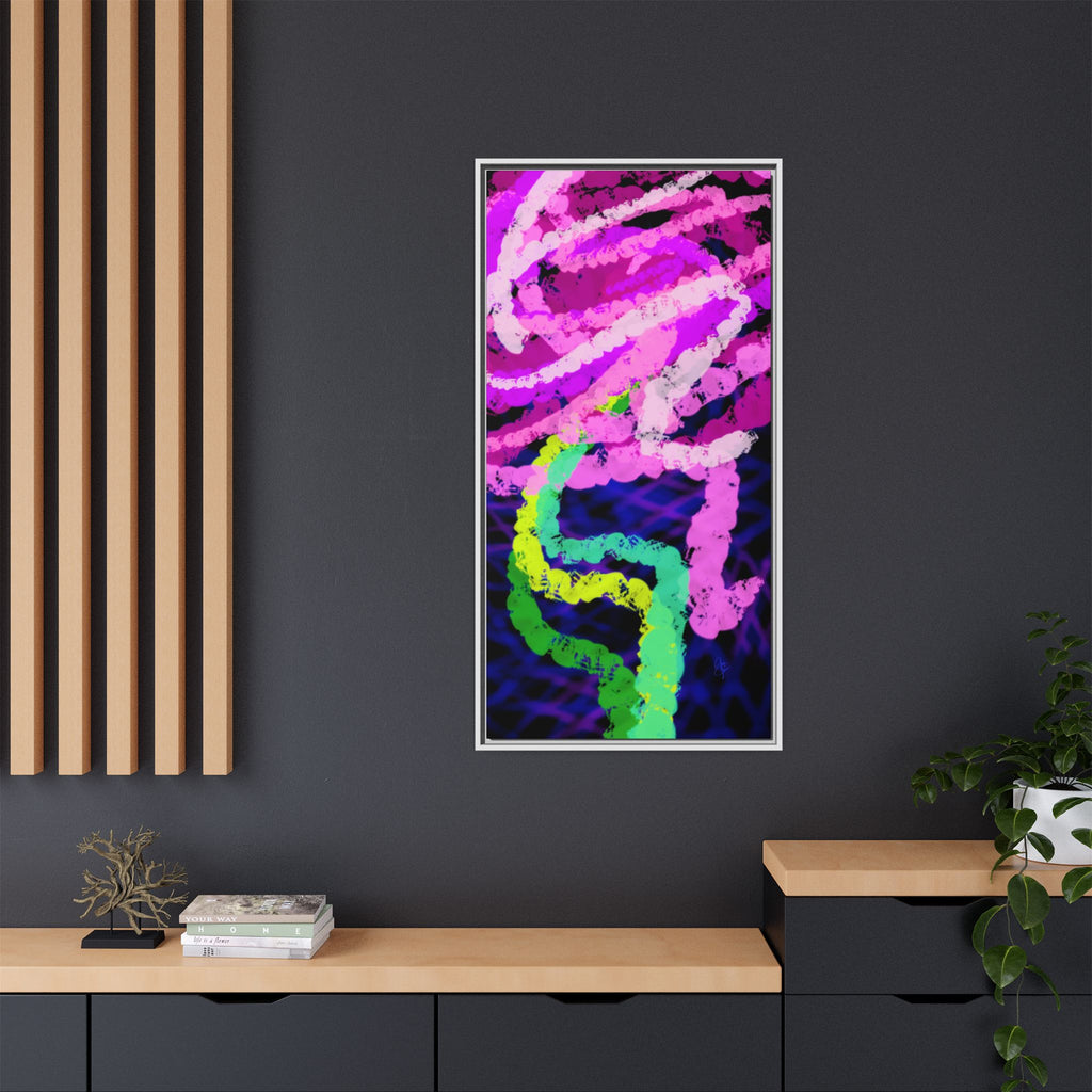 Framed Matte Canvas - Neon Rose Abstract Wall Art