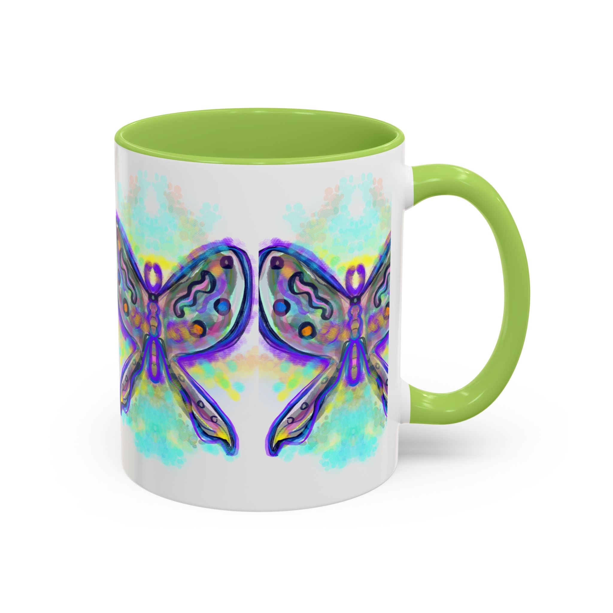 Butterfly Accent Coffee Mug — Colorful Watercolor Butterfly Design (11/15oz)