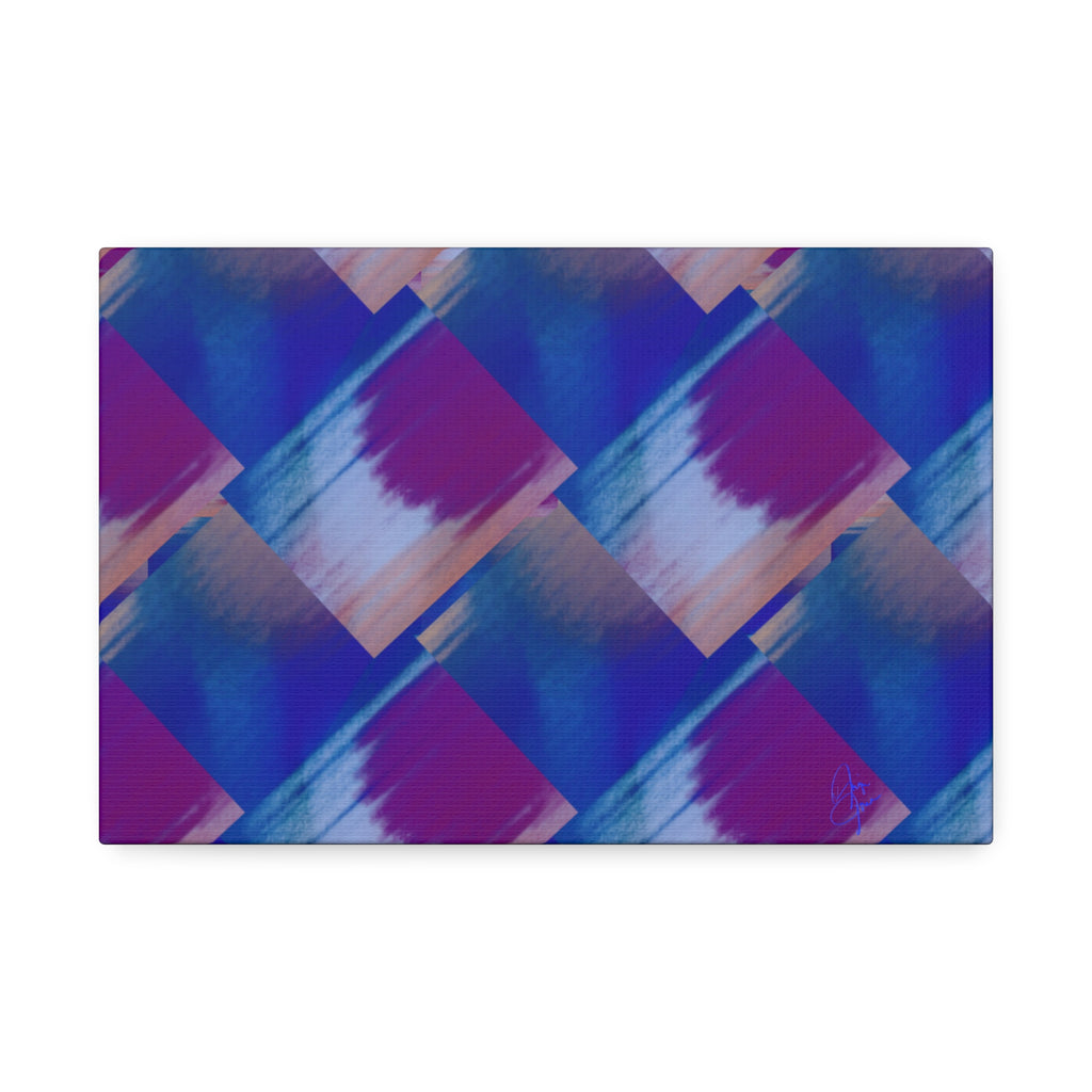 Abstract Diamond Wave Canvas Print — Blue & Purple Geometric Wall Art
