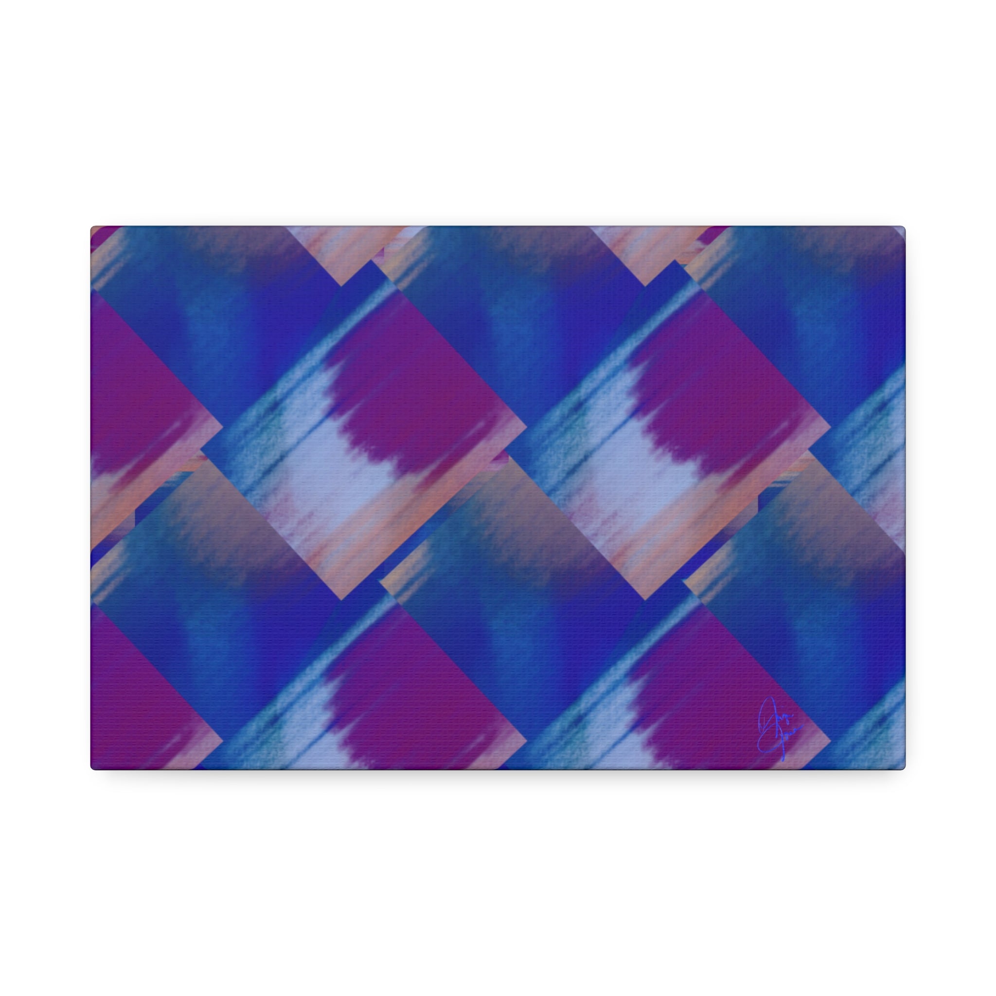 Abstract Diamond Wave Canvas Print — Blue & Purple Geometric Wall Art