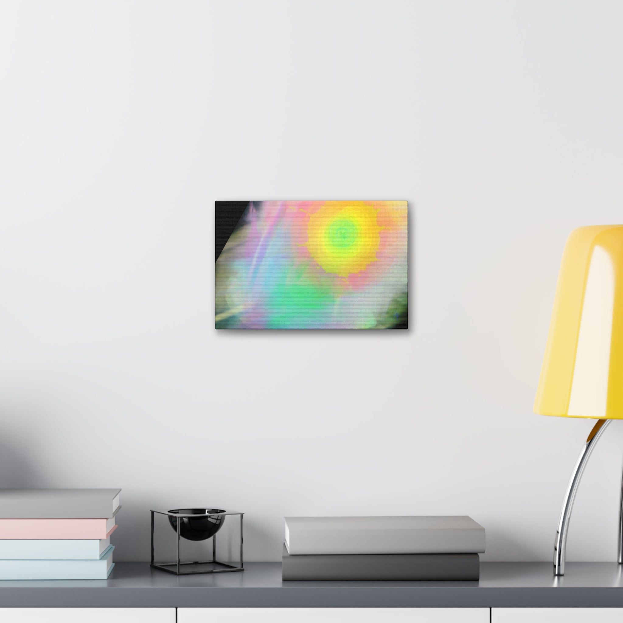 Neon Feather Canvas Stretched Wall Art