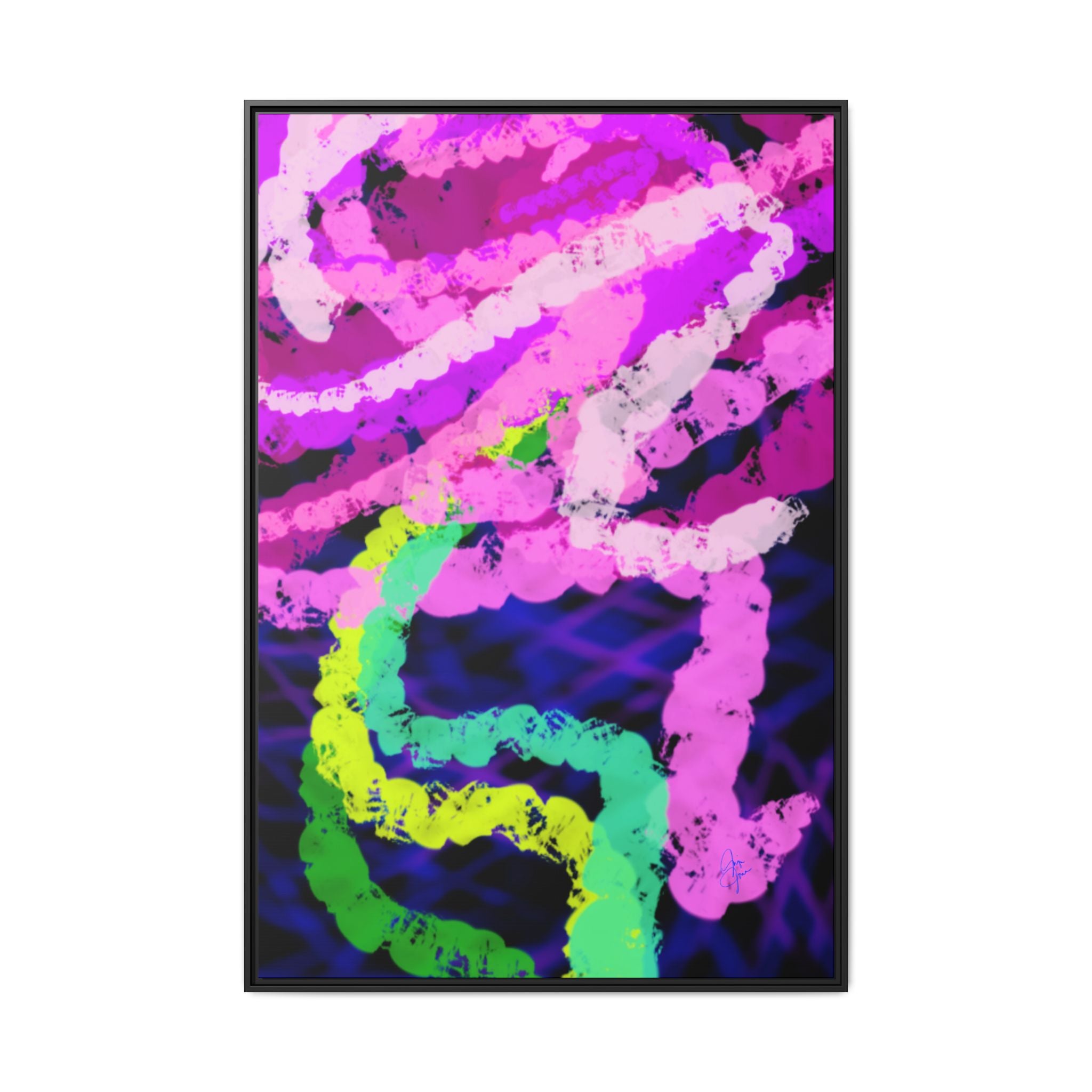 Framed Matte Canvas - Neon Rose Abstract Wall Art