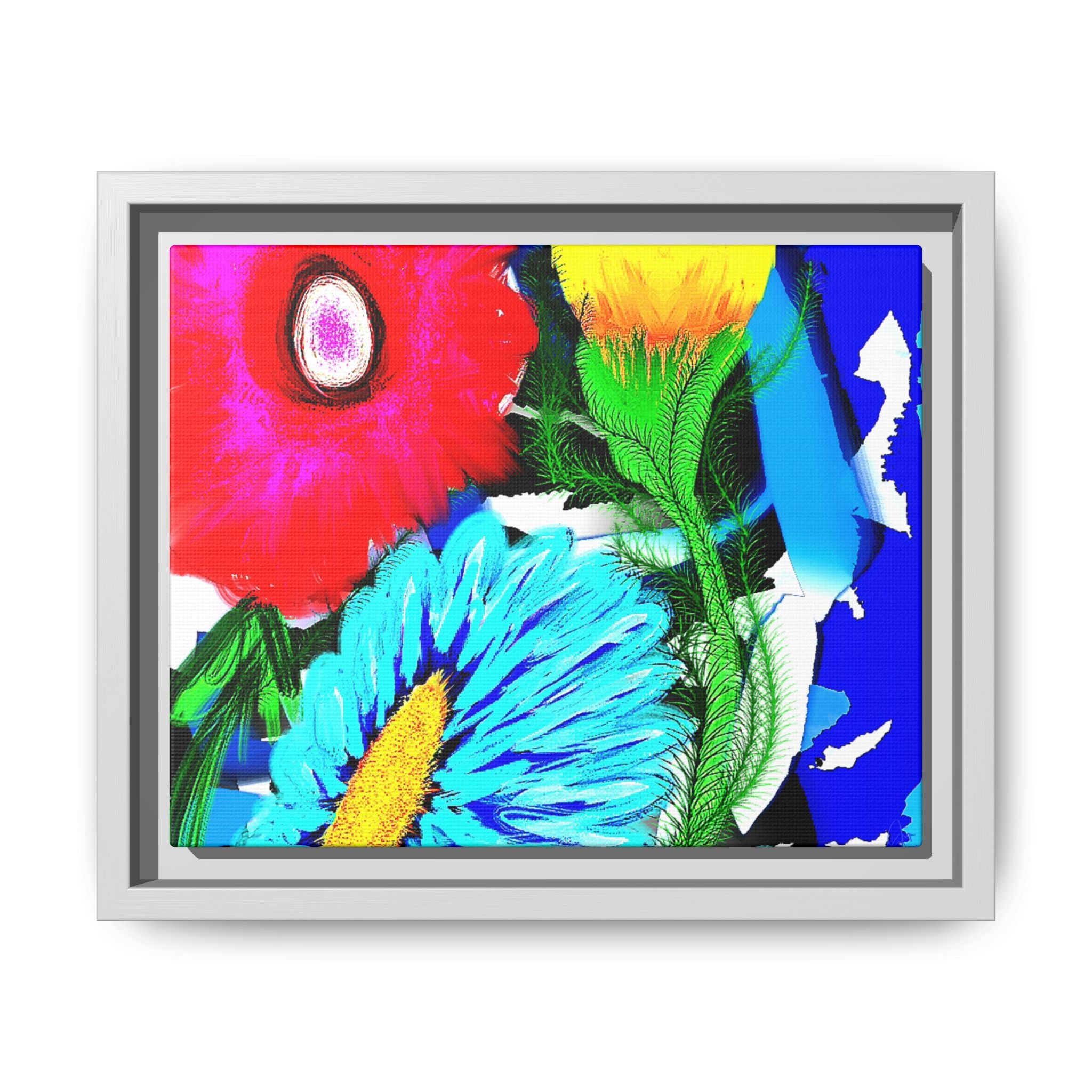 Vibrant Pop Floral Matte Canvas Framed Wall Art