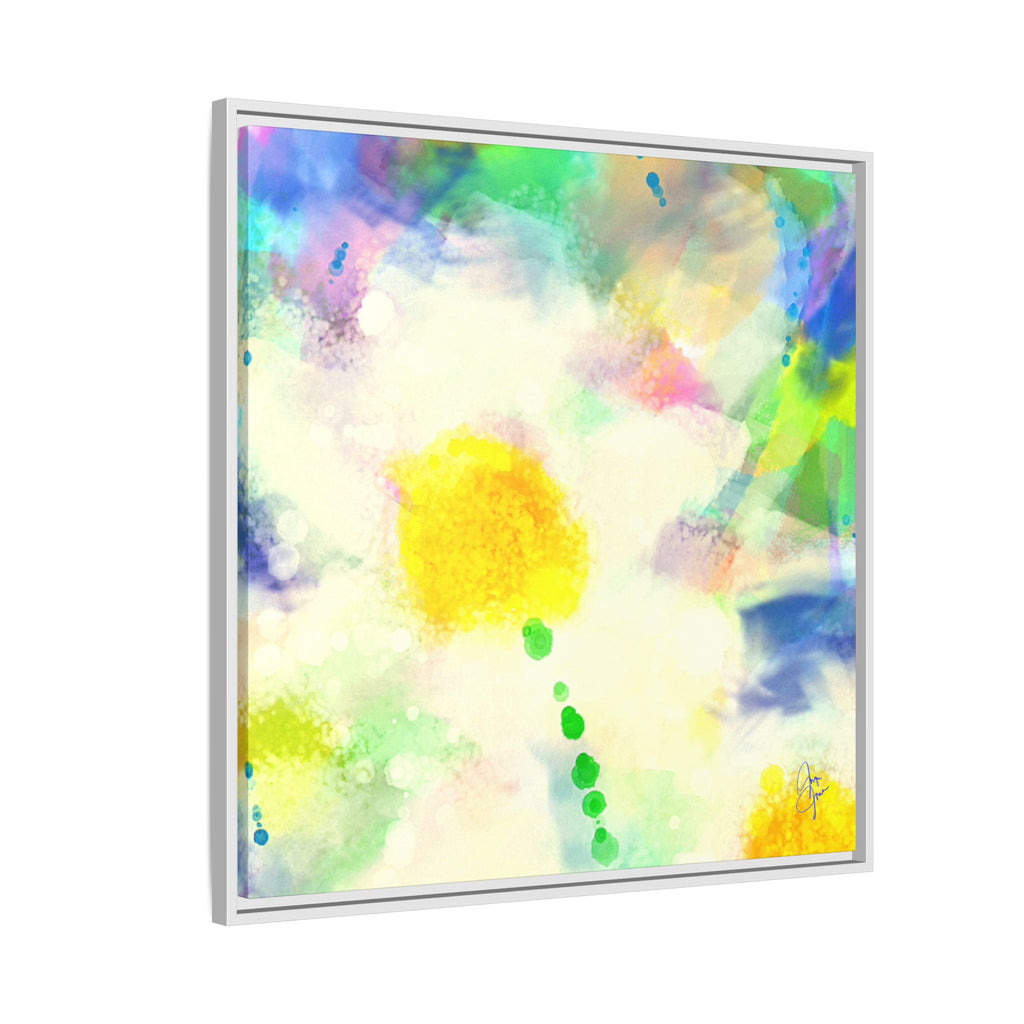 Framed Matte Canvas - Watercolor Yellow Floral Abstract Wall Art