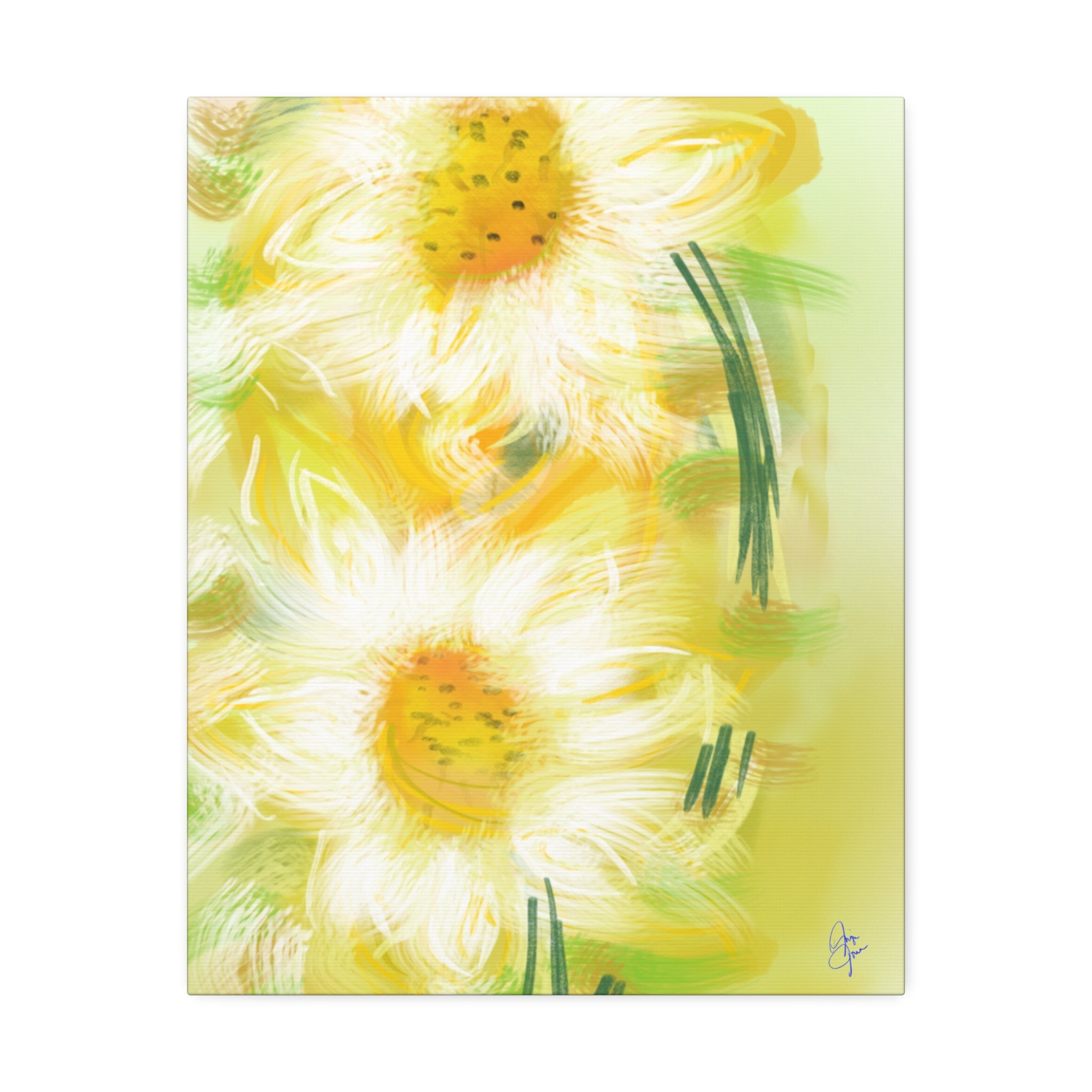 Yellow Daisy Floral Canvas Print – Stretched 1.5" Edge Art