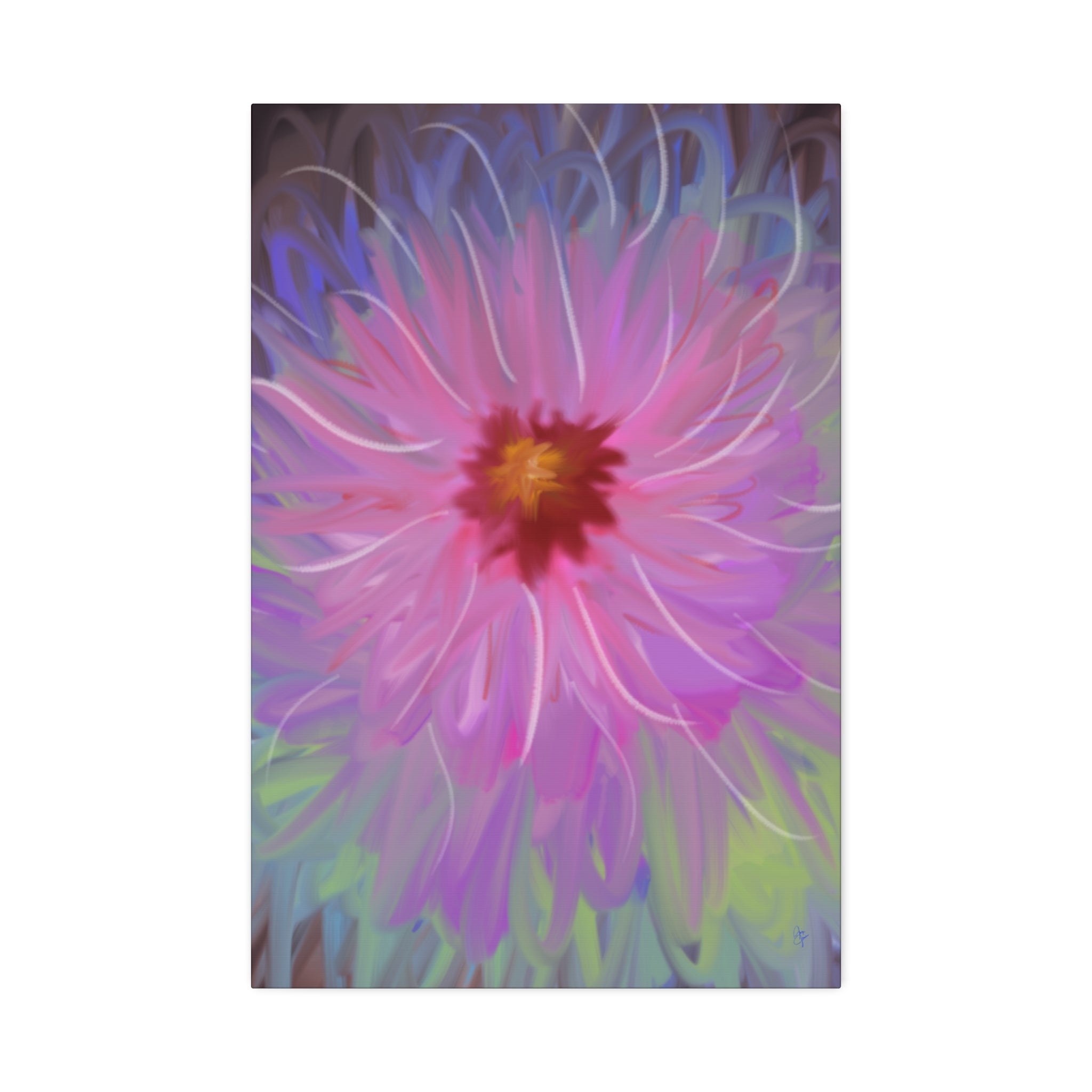 Pink Dahlia Floral Canvas Print — Stretched 1.5" Wall Art