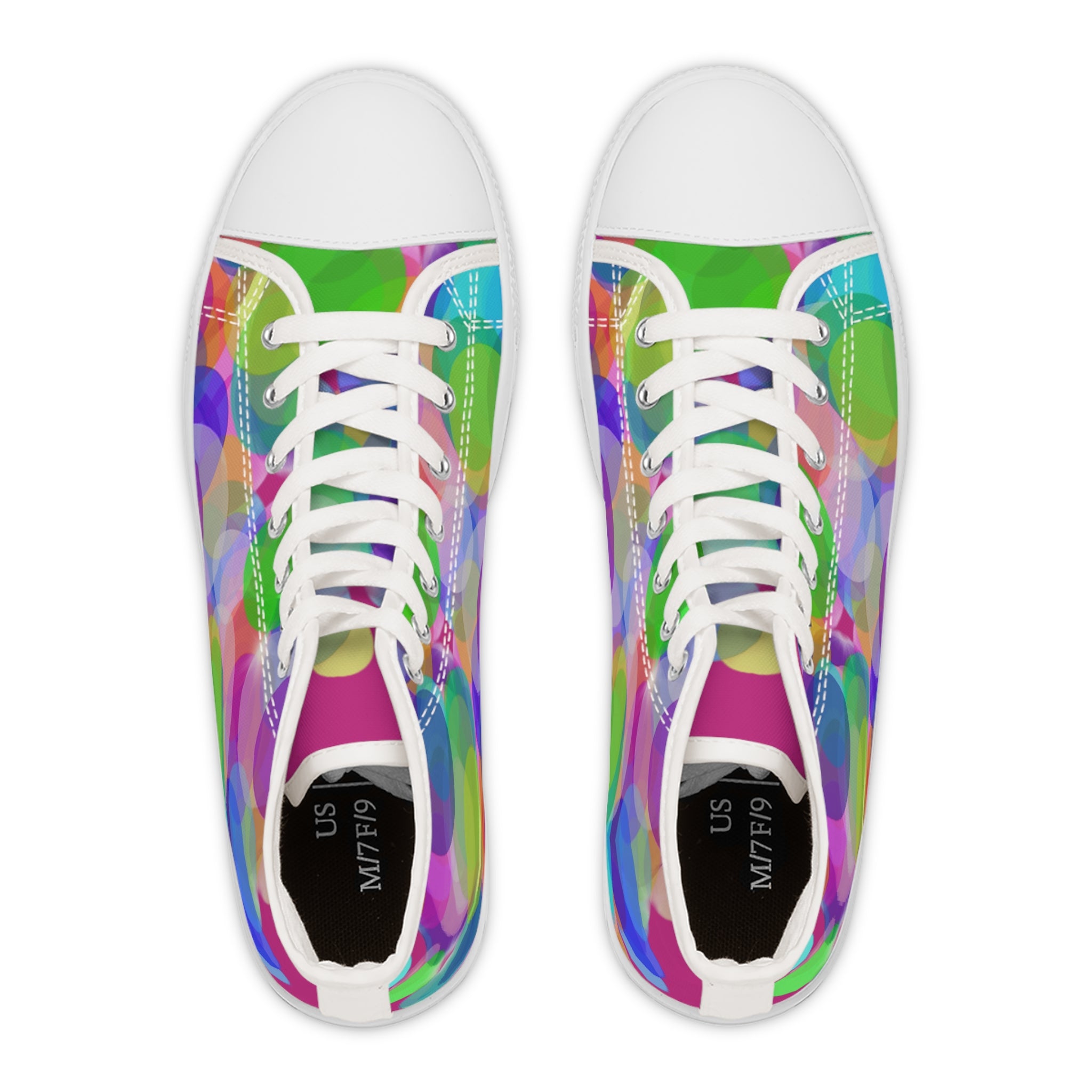 Women's High Top Sneakers — Colorful Bokeh Bubble Pattern