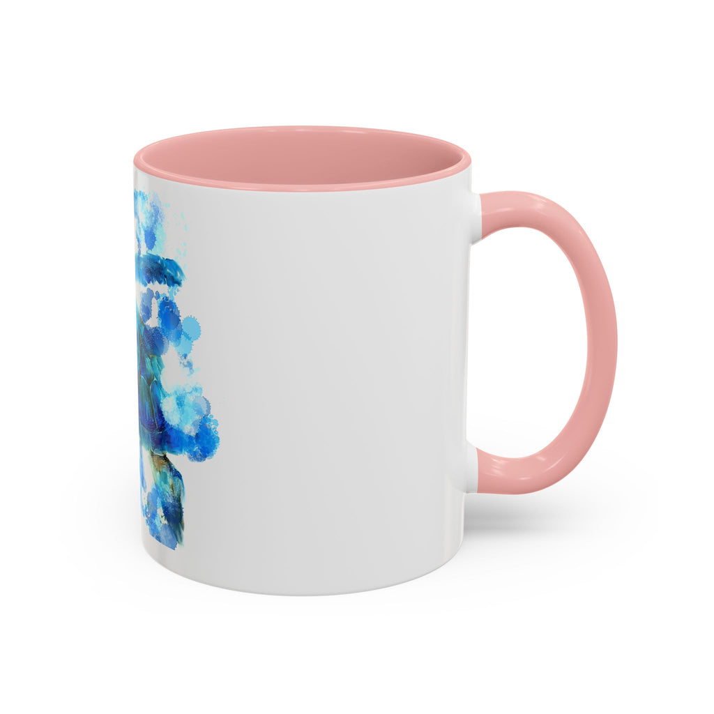 Blue Sea Turtle Accent Coffee Mug — Watercolor Ocean Turtle 11/15oz