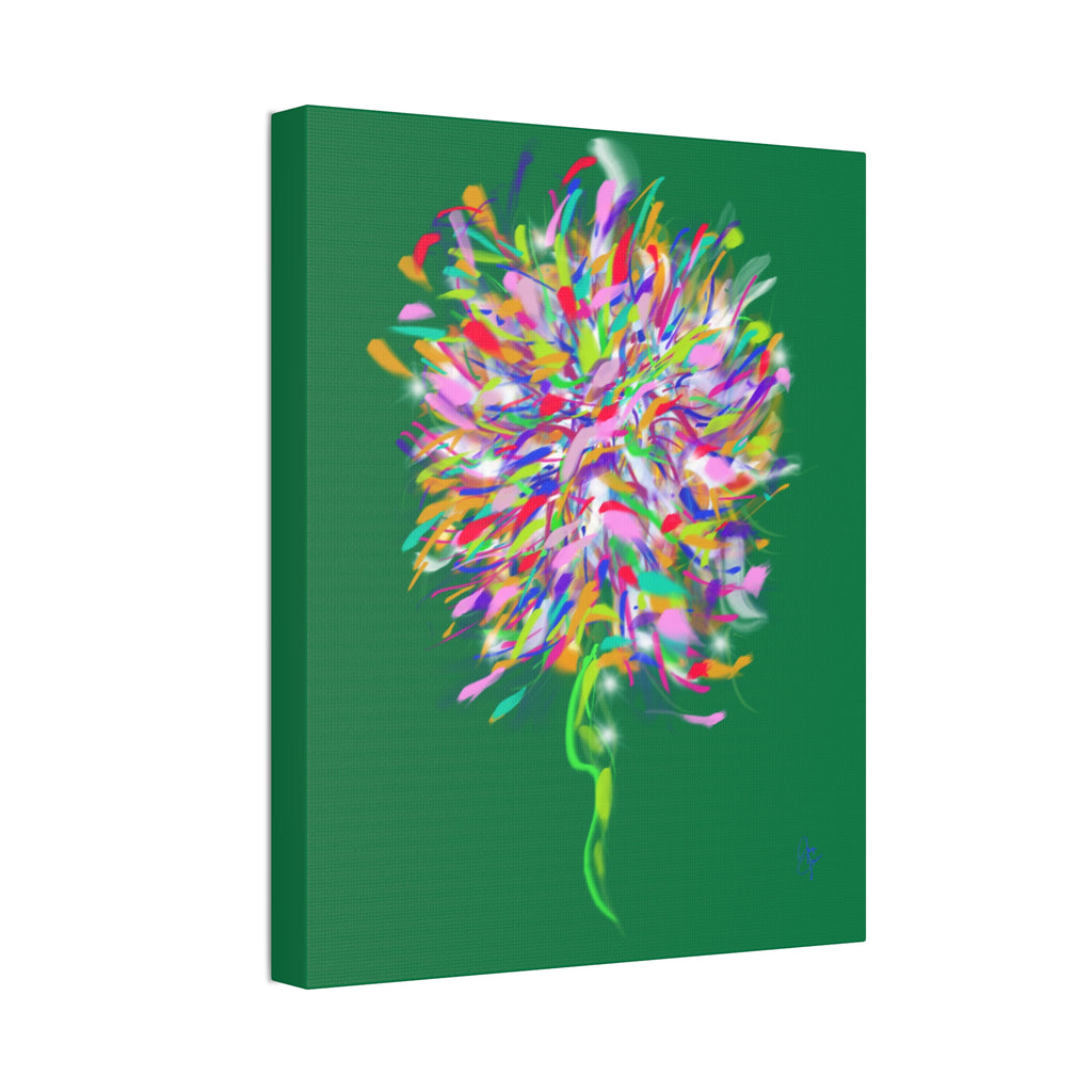 Abstract Floral Burst Canvas Print — Colorful Flower Wall Art on Deep Blue