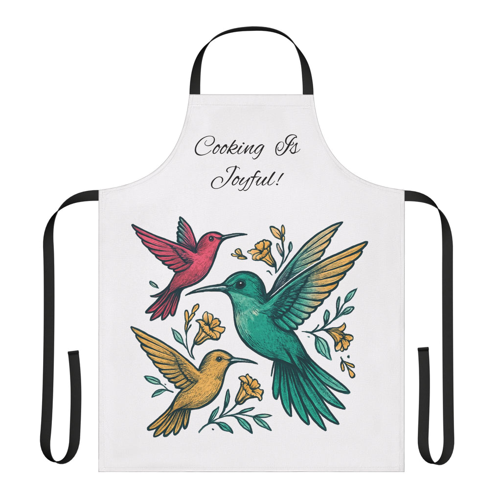 Cooking Is Joyful Apron — Colorful Hummingbird Kitchen Apron