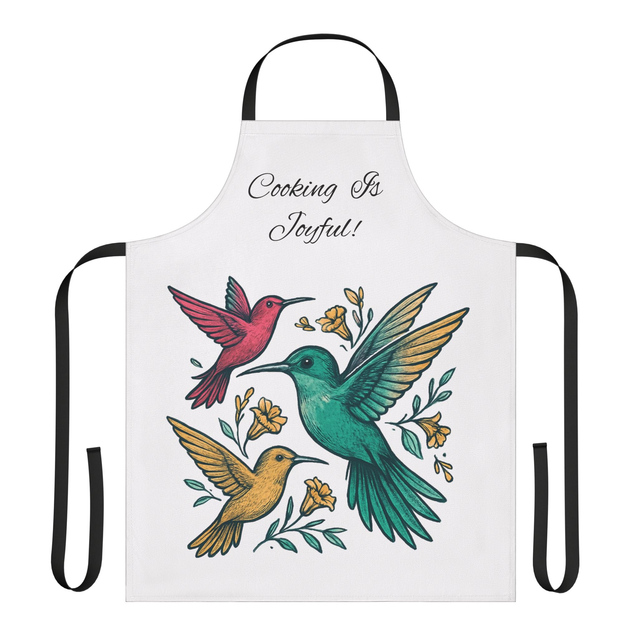 Cooking Is Joyful Apron — Colorful Hummingbird Kitchen Apron