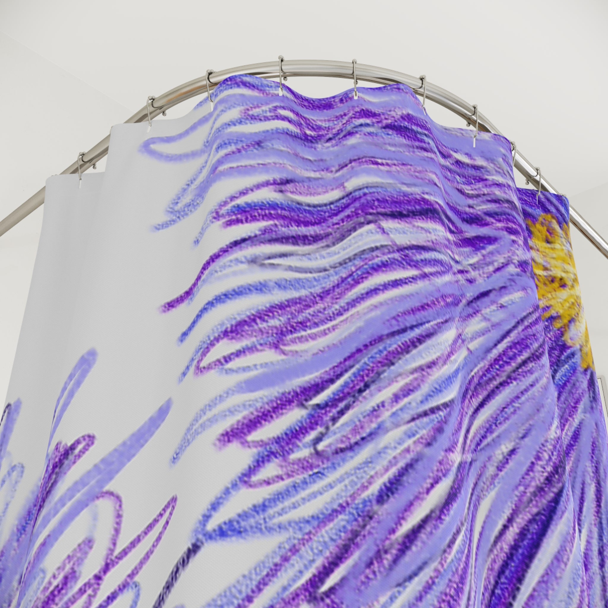 Purple Aster Floral Shower Curtain — Watercolor Violet Flower Bathroom Decor