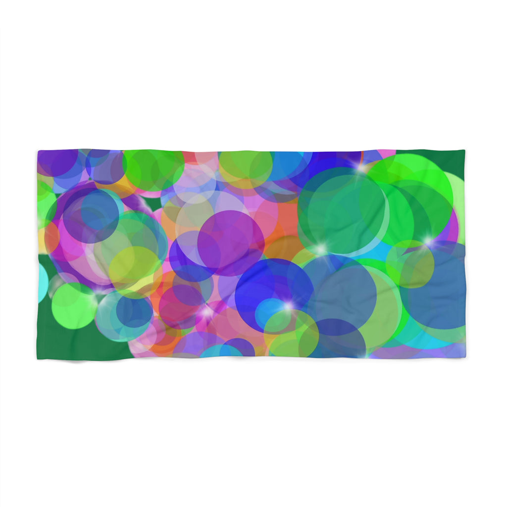 Colorful Bokeh Beach Towel — Vibrant Multicolor Circle Design