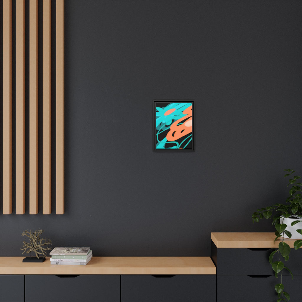 Abstract Teal & Coral Splash Framed Canvas