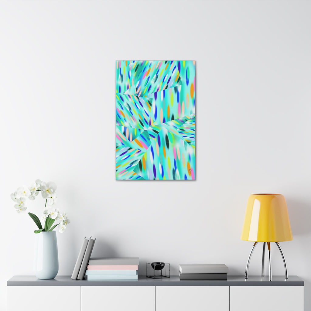 Abstract Aqua Canvas Print — Turquoise Geometric Art on Stretched 1.5" Canvas
