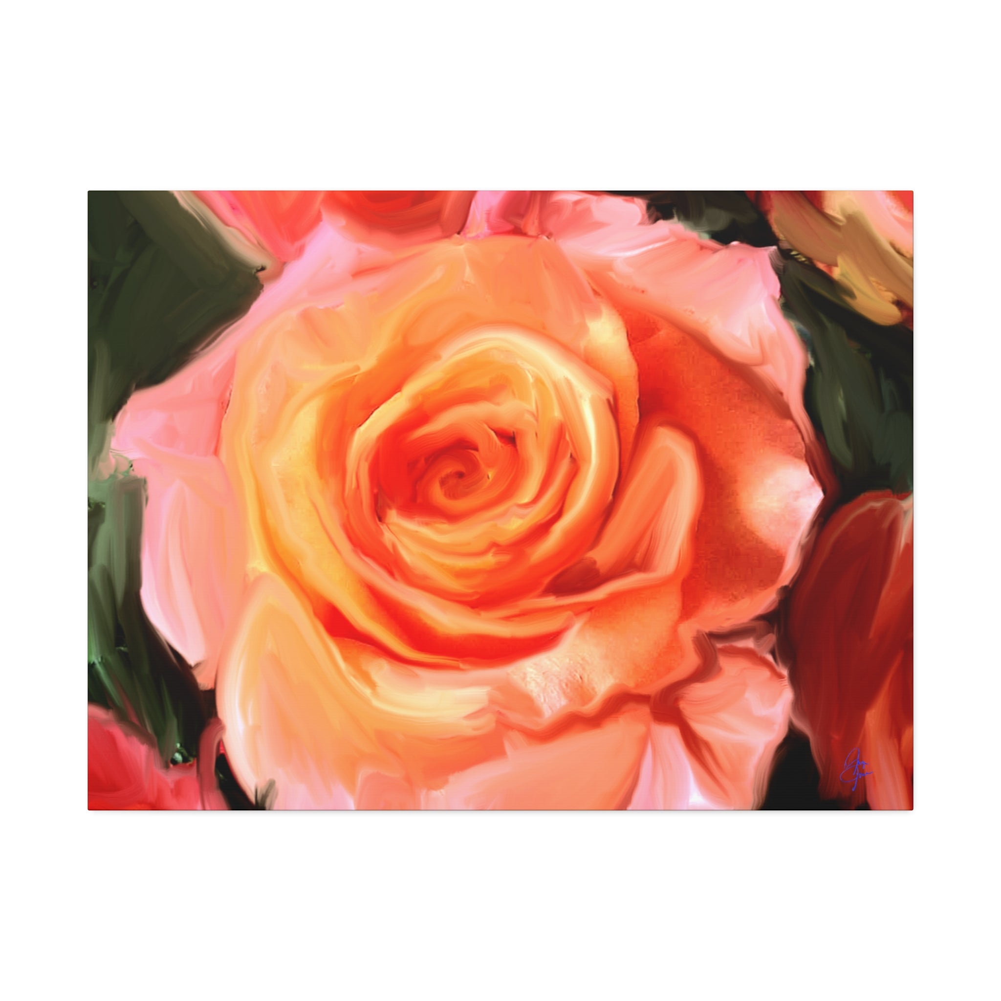Orange Rose Canvas Print — Stretched 1.5" Wall Art