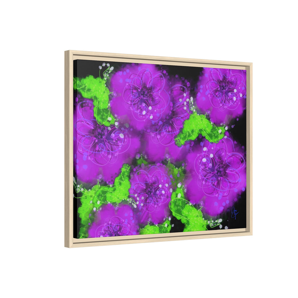 Framed Floral Canvas Print — Matte Multi-Color Blooms Wall Art