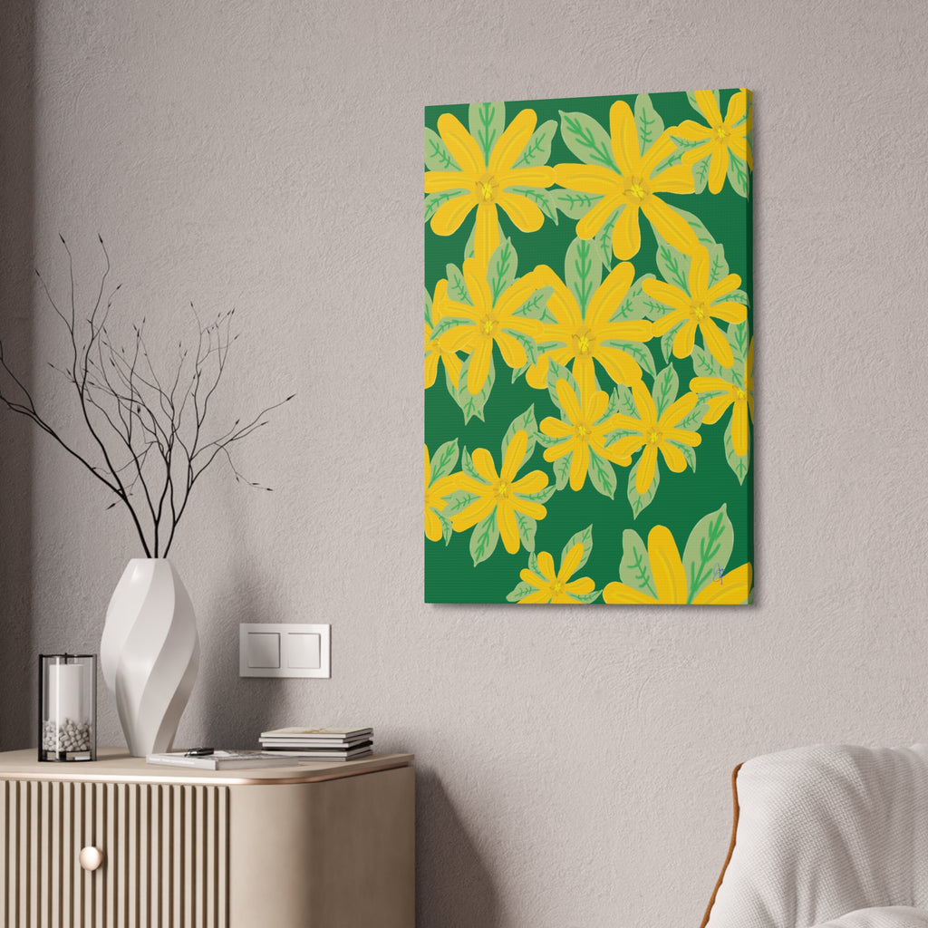 Yellow Daisy Canvas Wall Art — Bright Floral Stretched Canvas (1.5" Depth)