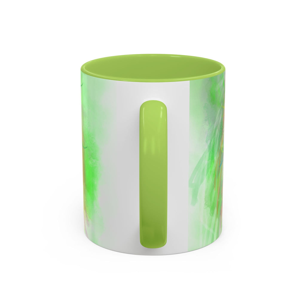 Colorful Sunflower Accent Coffee Mug — Pink Inner Artistic Floral Design (11/15 oz)