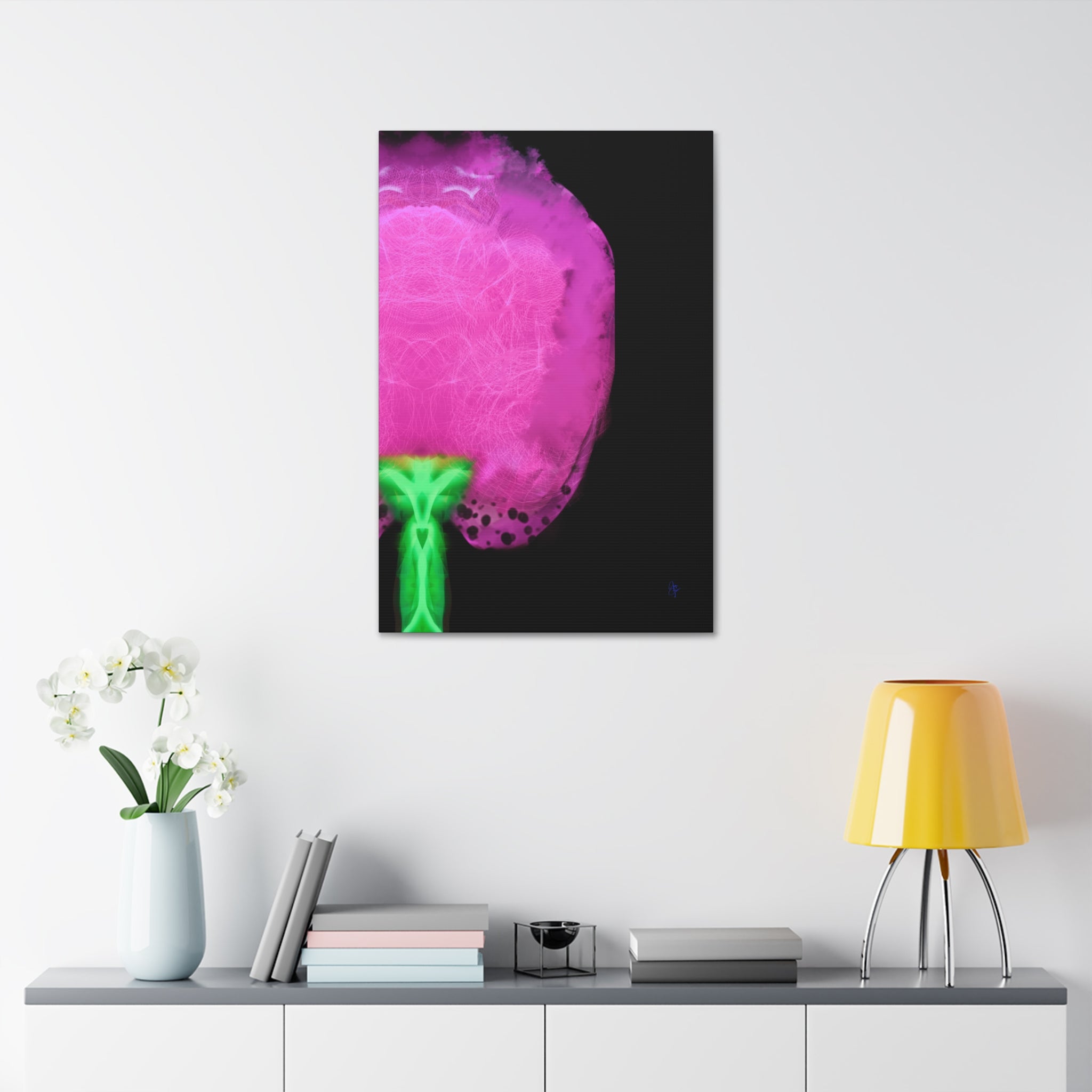 Neon Bloom Abstract Canvas Print — Pink & Green Modern Wall Art