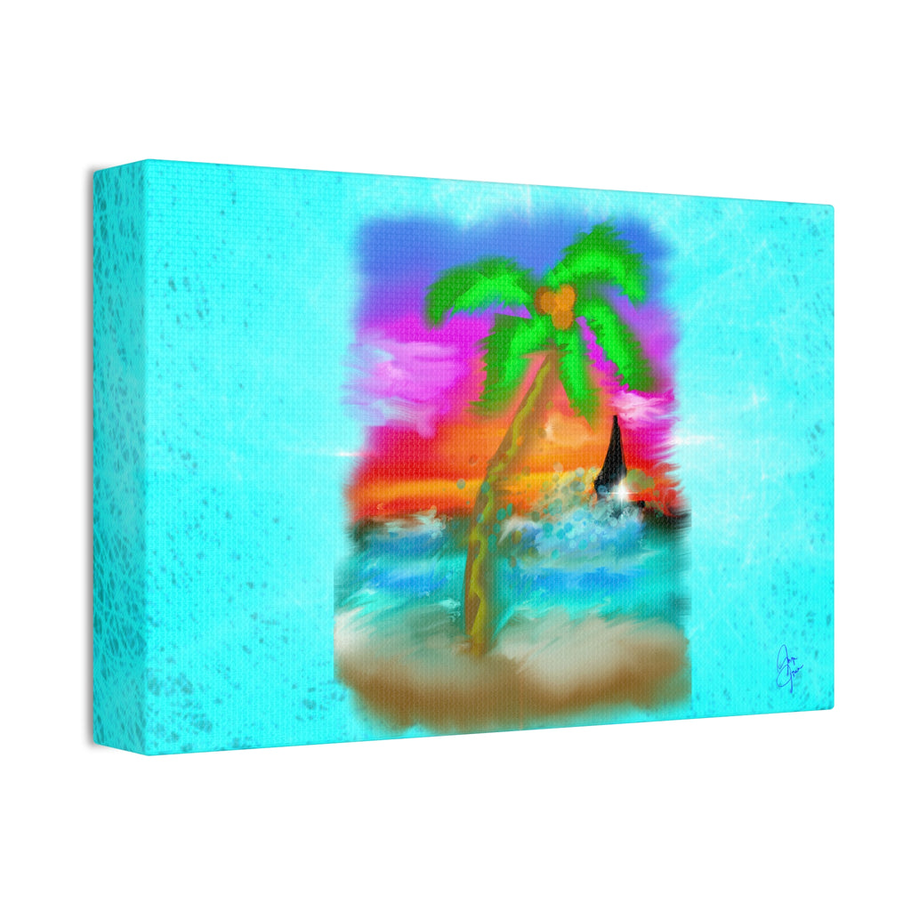 Tropical Sunset Palm Canvas - Stretched Wall Art (1.5" Depth)