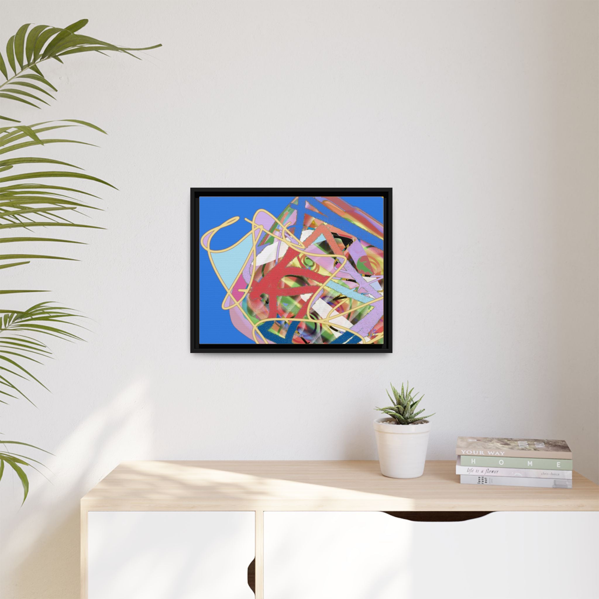 Abstract Multi‑Color Framed Canvas Art – Vibrant Modern Wall Decor