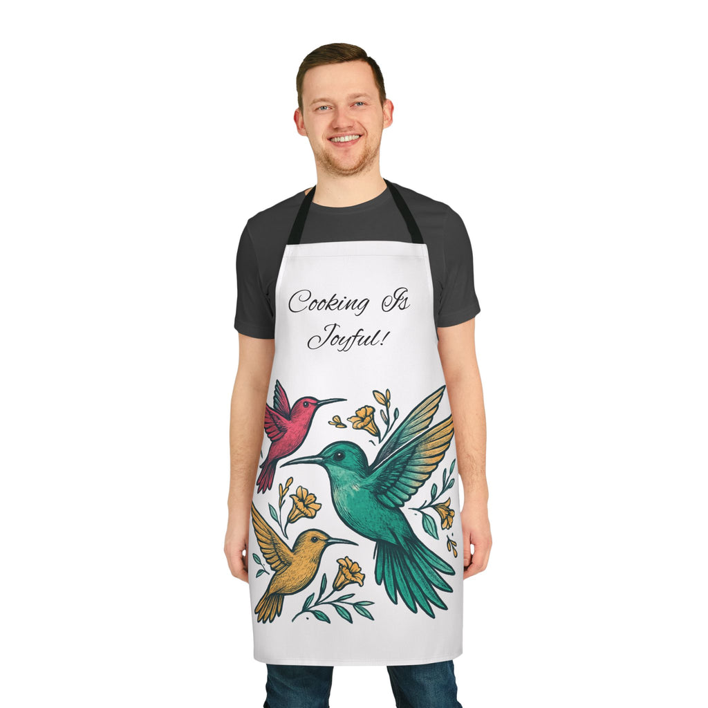 Cooking Is Joyful Apron — Colorful Hummingbird Kitchen Apron
