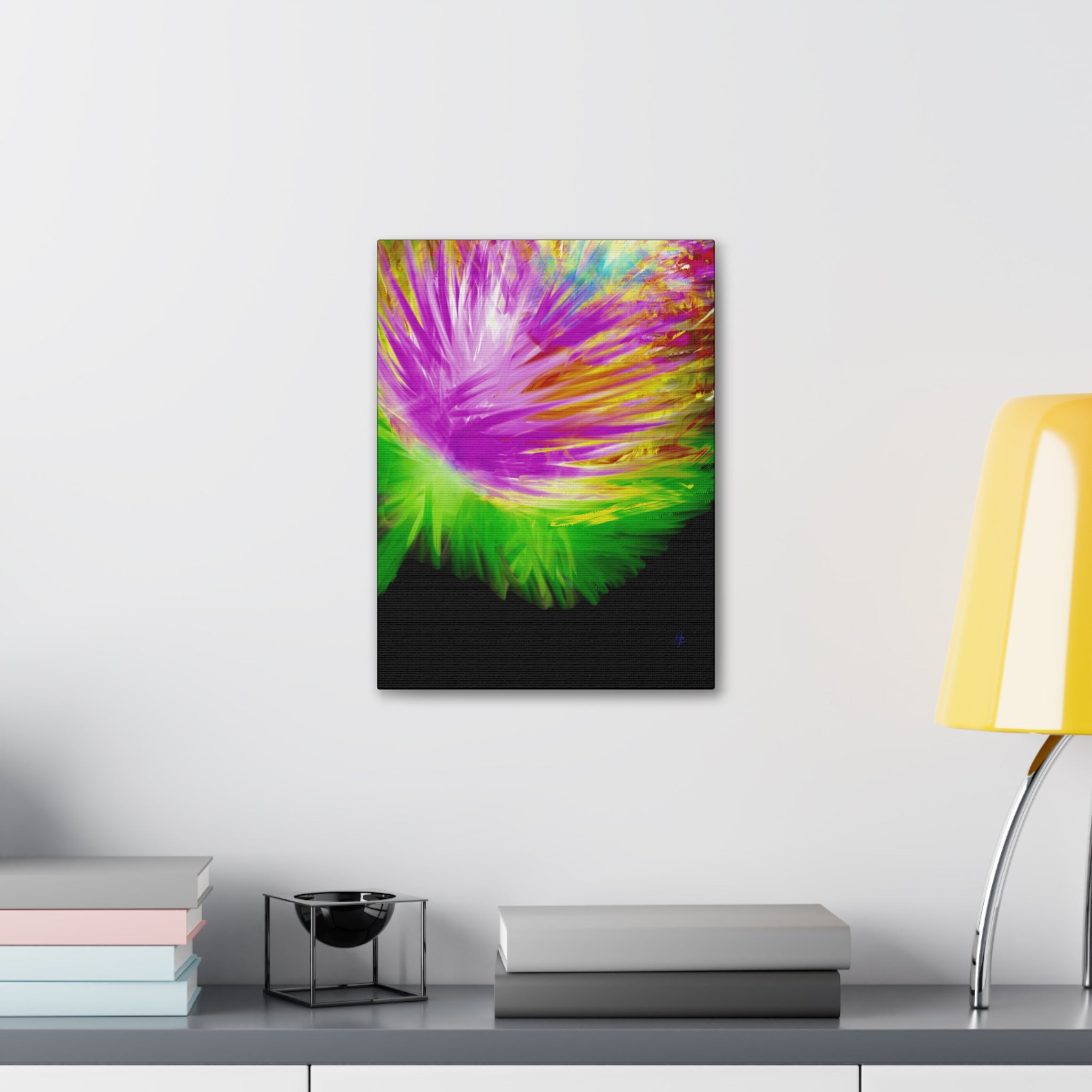 Vibrant Abstract Feather Canvas — Colorful Modern Wall Art (1.5" Stretched)